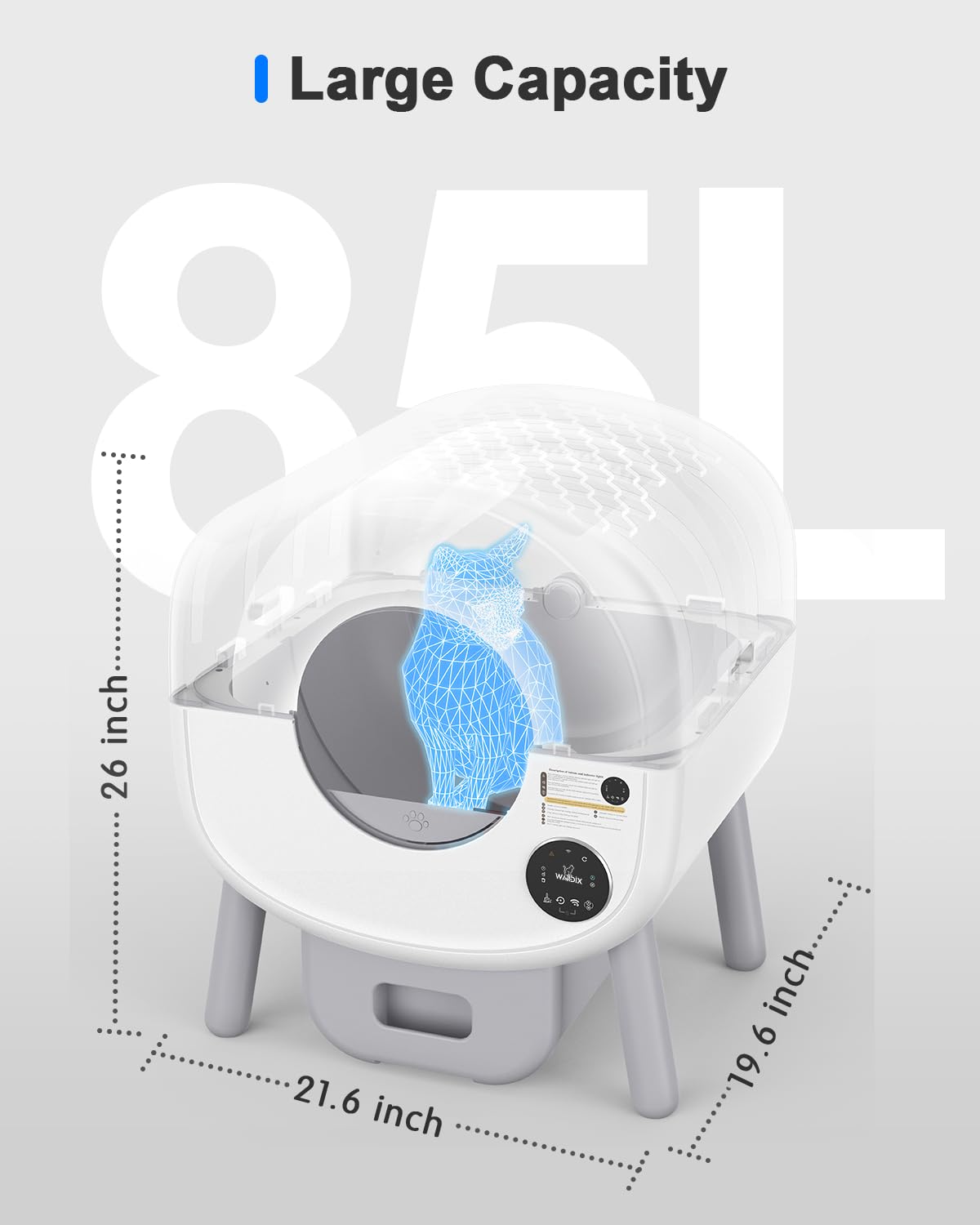 Self Cleaning Cat Litter Box - 65L Automatic Smart Litter Box for Multiple Cats with APP Control, Odor-Free & Low Noise - Perfect for Home, Office & Travel Use