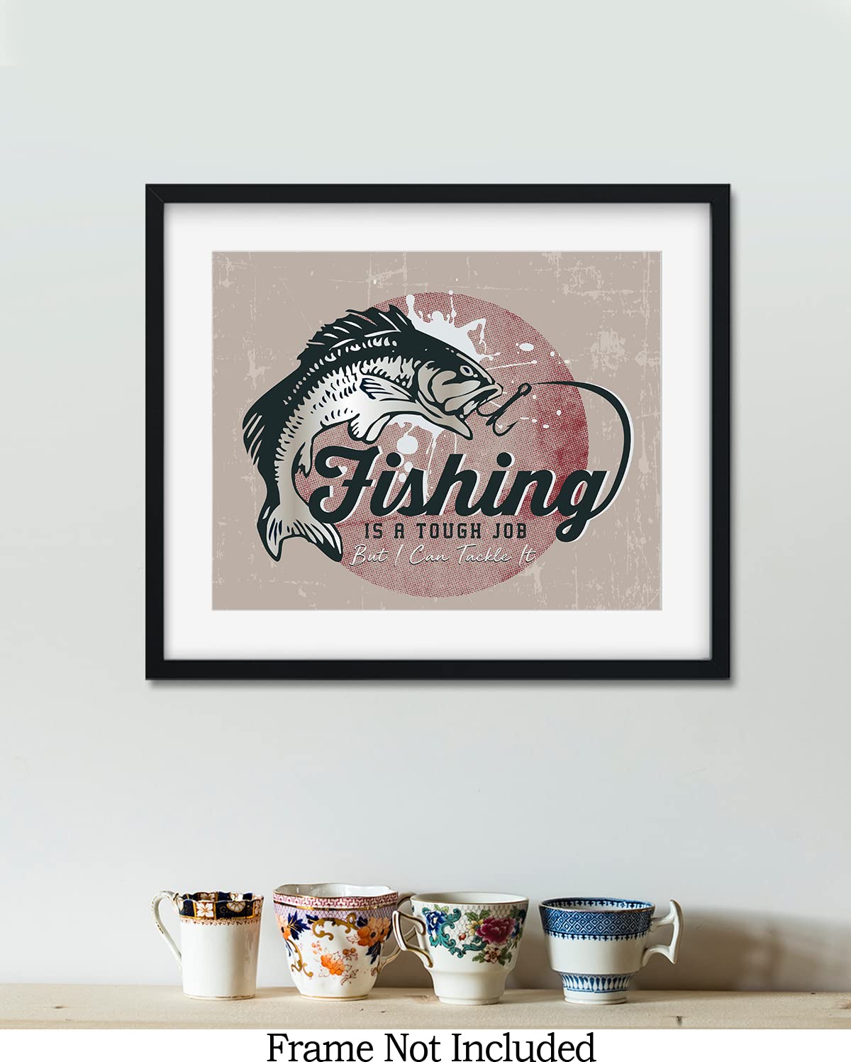 Fishing Wall Art Print - Fisherman Gift for Cabin & Farmhouse Decor 10x8