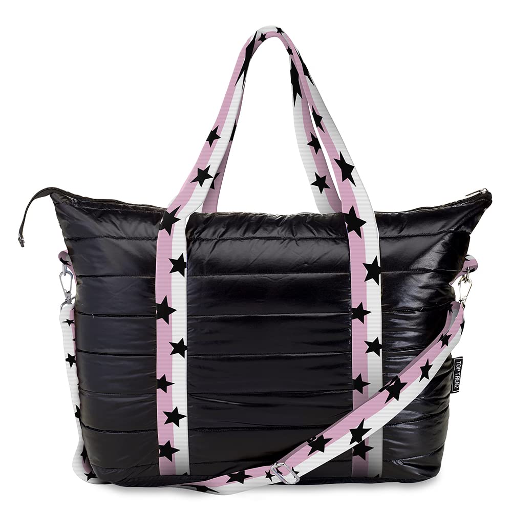 TOP TRENZ Puffer Tote Bag - Stylish Weekender Bag for Women | Lightweight Travel Overnight Bag for Work, School & Gym | Perfect Carry-On for Weekend Getaways & Business Trips