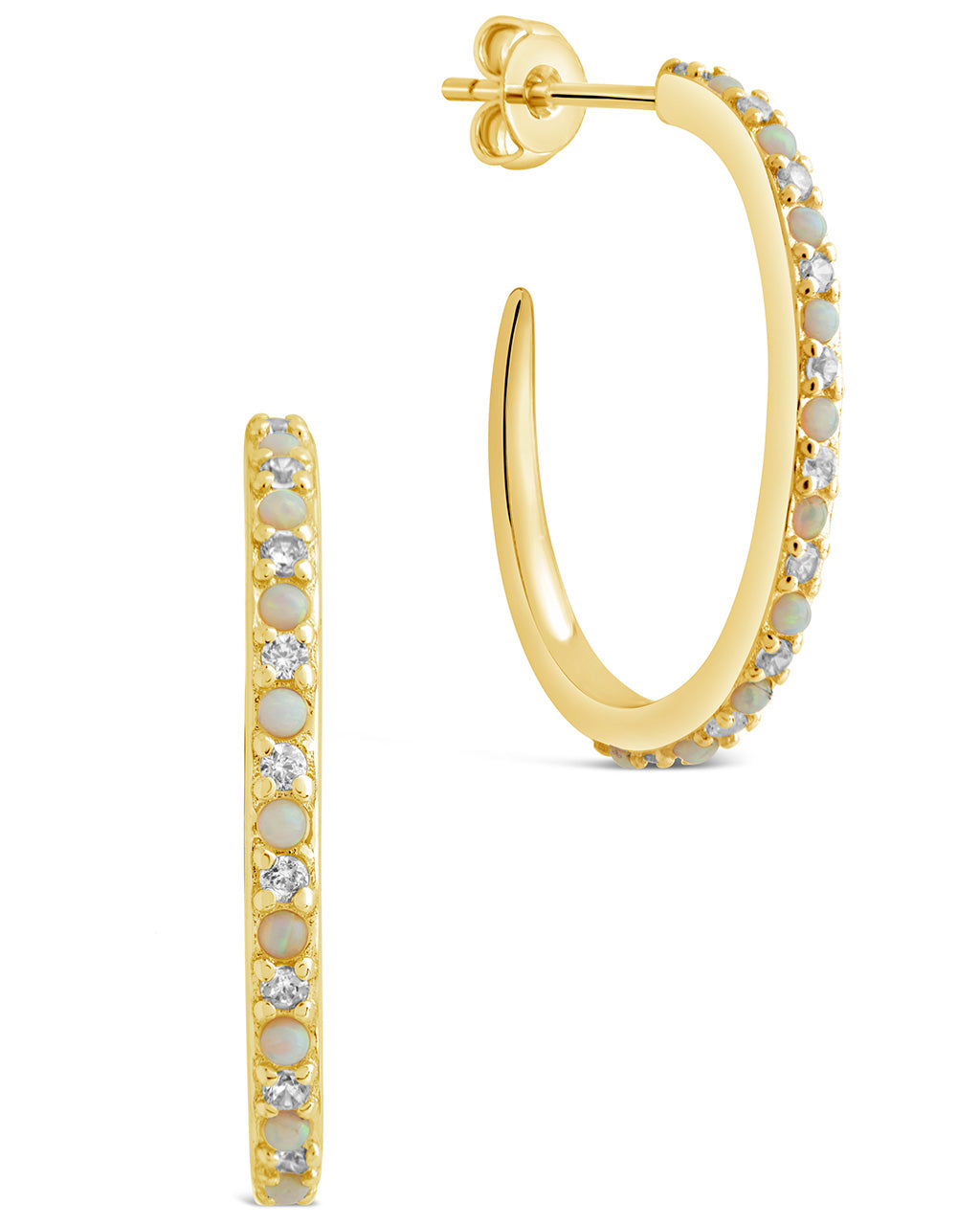 Lorna CZ & Opal Studded Hoop Earrings for Women - Sparkling Cubic Zirconia & Opal Gemstone Jewelry - Perfect for Parties, Weddings & Everyday Wear