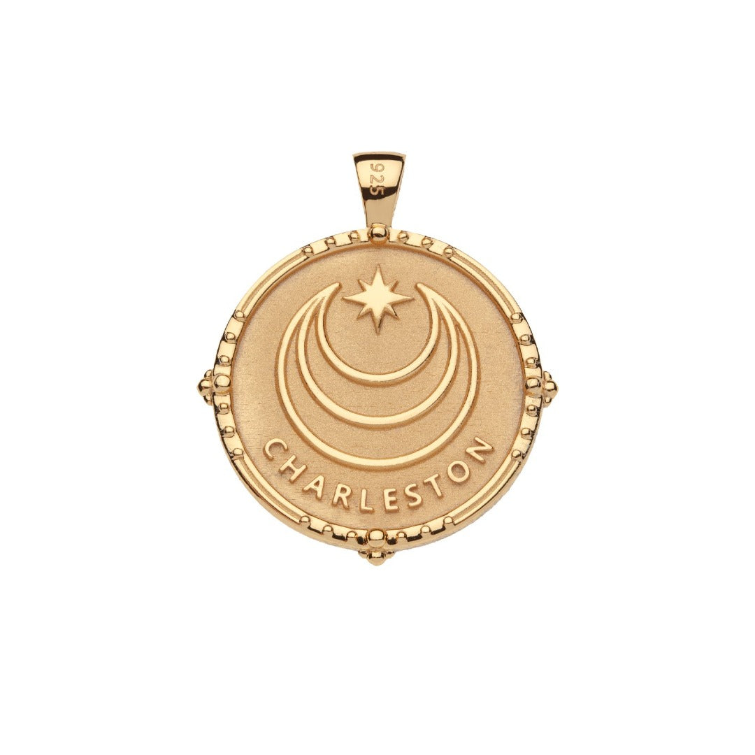 Jane Win CHARLESTON Original Coin Pendant Necklace - Vintage Silver Jewelry for Women, Elegant Gift for Her - Perfect for Date Night, Wedding & Special Occasions