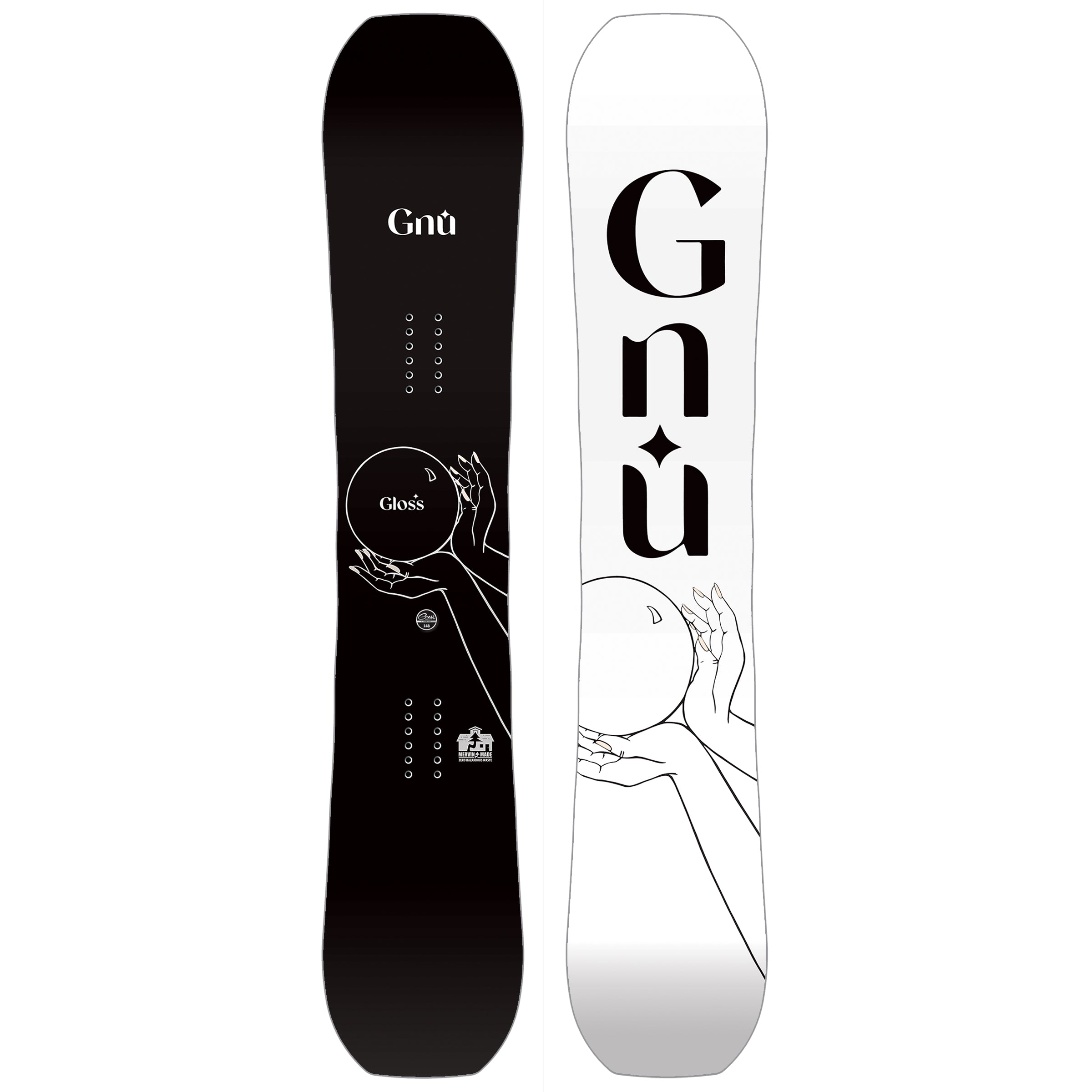 2024 GNU Gloss Women's Snowboard - All-Mountain Freestyle Board for Powder, Park & Groomed Runs