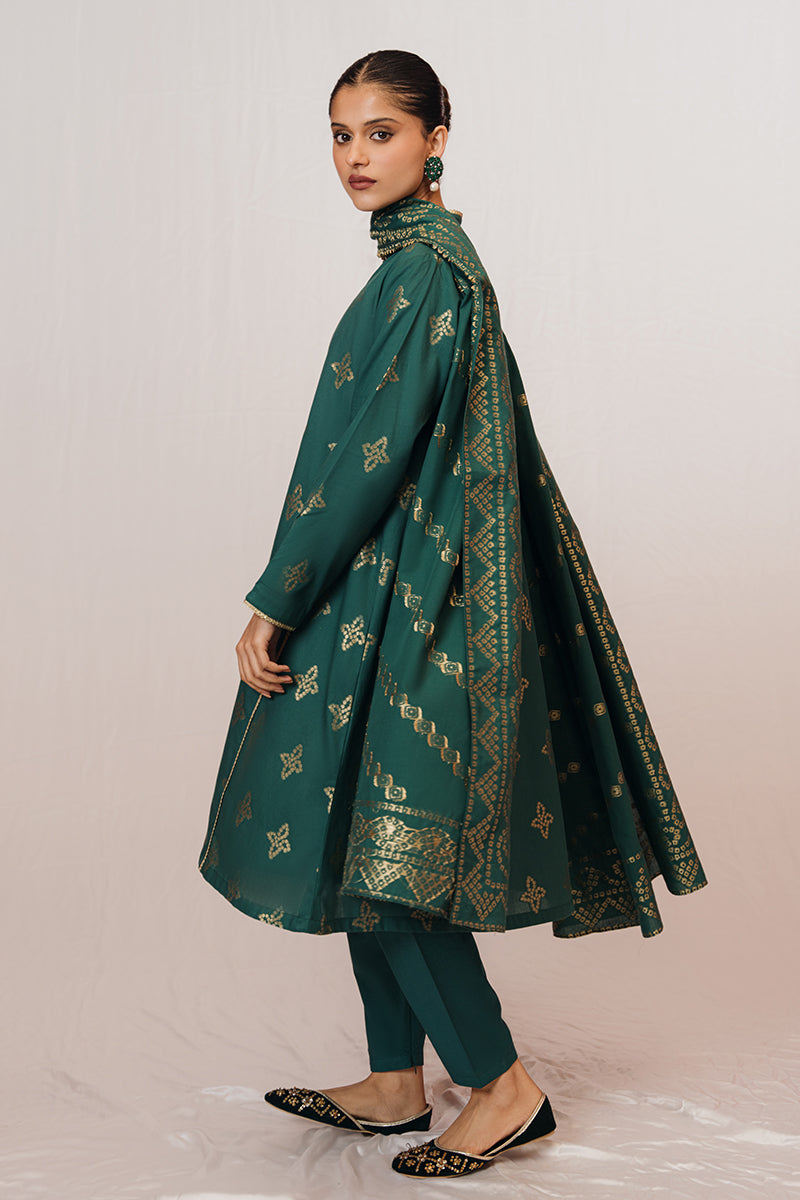 MEADOW GREEN 3-PIECE JACQUARD SUIT SET FOR WOMEN | ELEGANT FORMAL WEAR | PERFECT FOR WEDDINGS, OFFICE & SPECIAL OCCASIONS