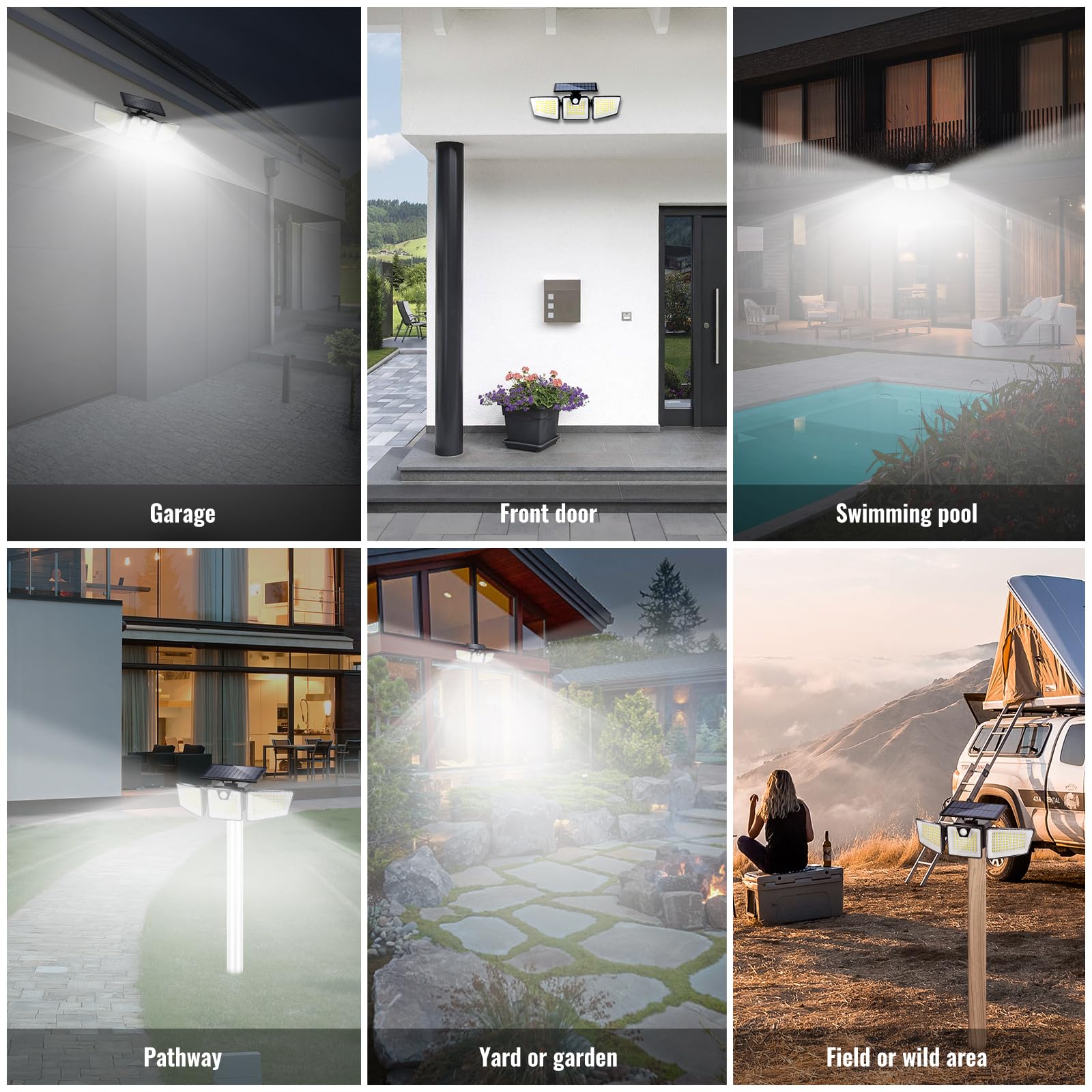 Solar Outdoor Lights with 3 Modes Remote Control - IP65 Waterproof Super Bright LED Security Lights with Motion Sensor for Garden, Patio, Pathway, and Driveway (1 Pack)