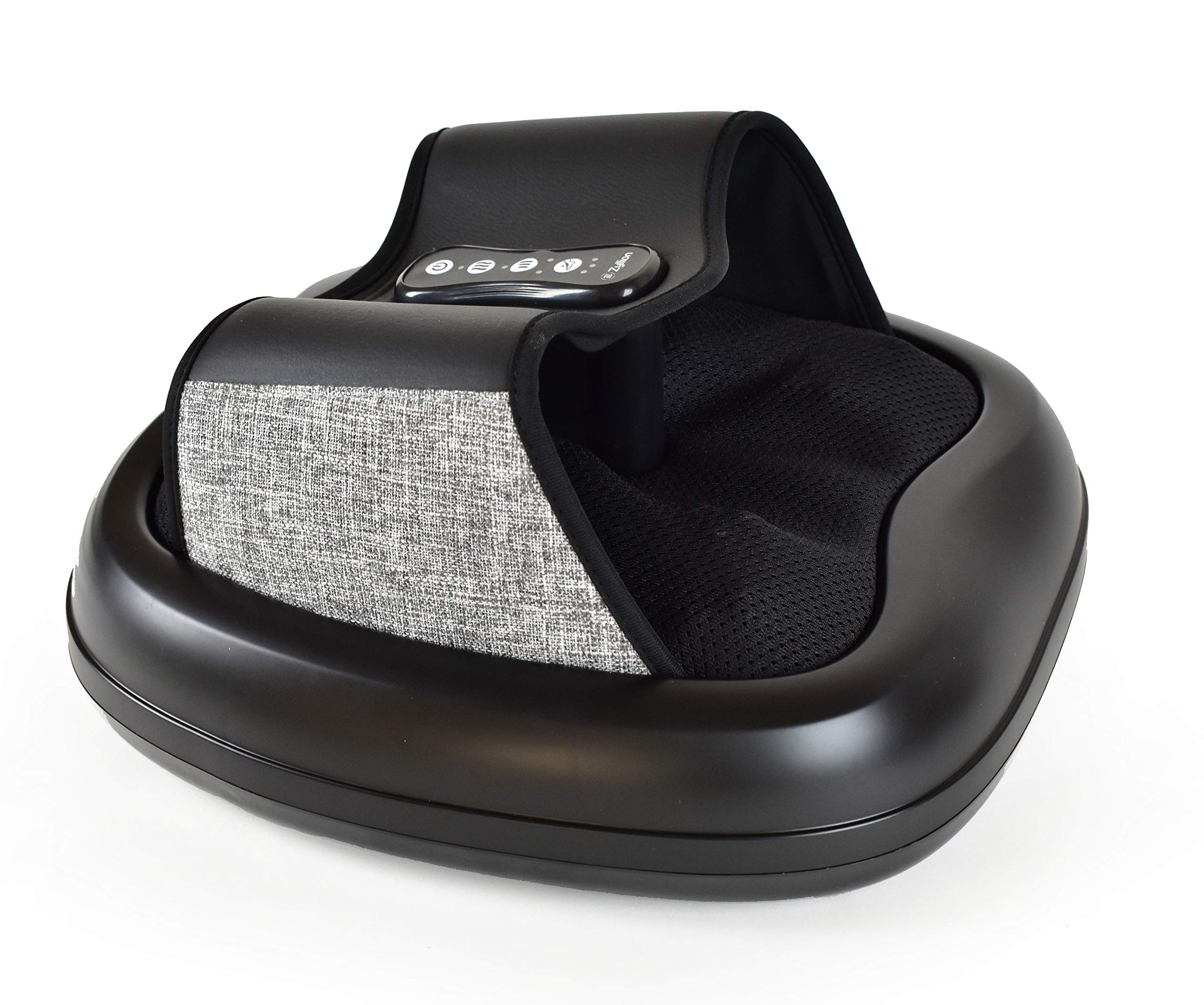 Zyllion Shiatsu Foot Massager with Heat - Deep Tissue Kneading & Air Compression for Plantar Fasciitis Relief - Fits Up to Size 13 - Black (ZMA-31-BK) - Perfect for Home Relaxation & Foot Pain Relief After Workouts