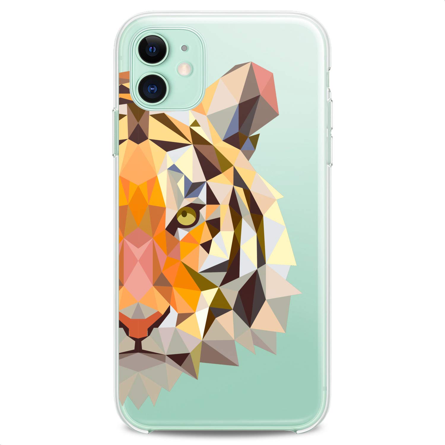Premium TPU Phone Case for iPhone 16/15/14/13/12/11 Pro Max/Plus/Mini/XS/XR/X/8/7/6/5/SE - Geometric Tiger Design Flexible Silicone Cover with Abstract Animal Print - Slim Protective Case for Women & Girls (Perfect for Daily Use, School, Work & Travel)