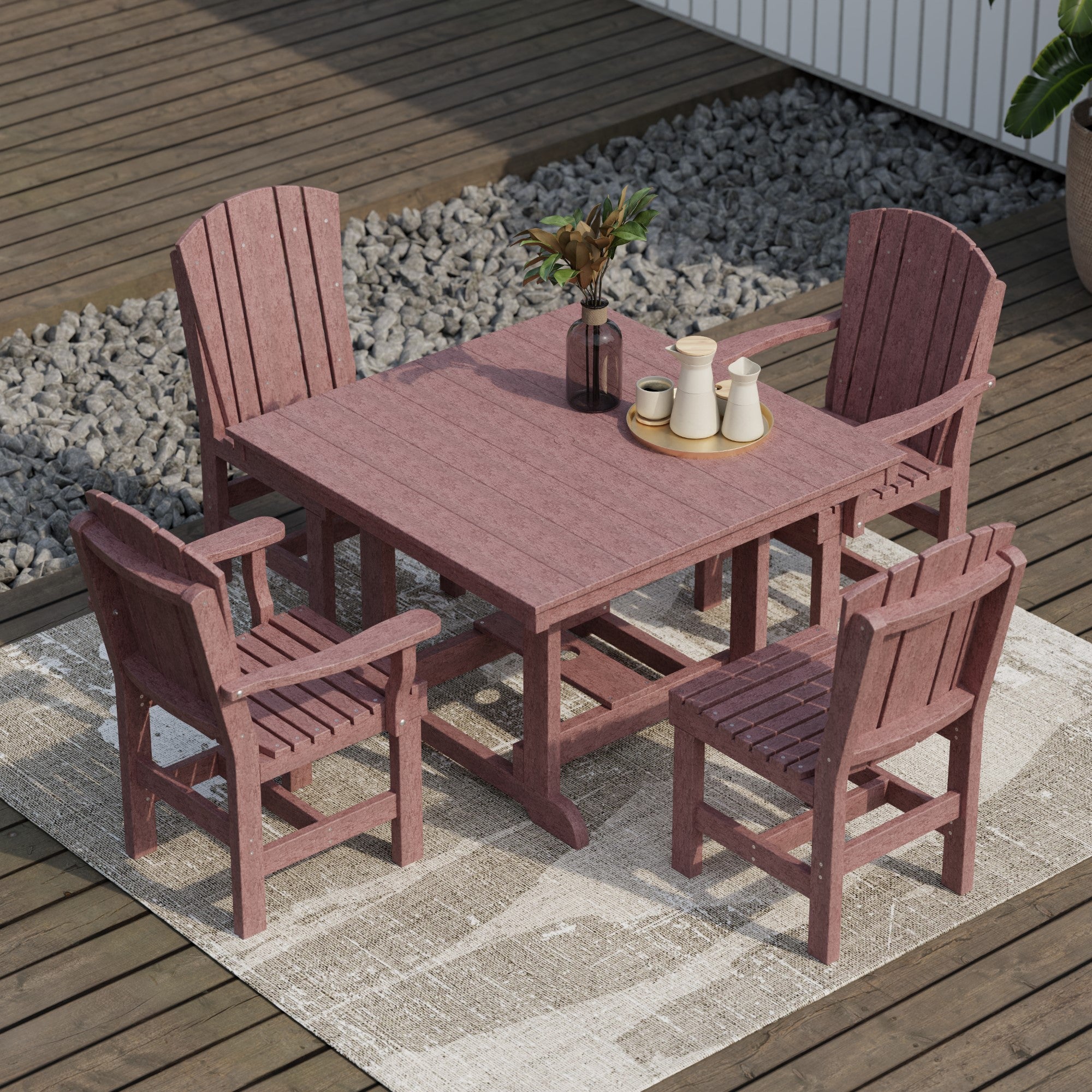 Heritage 5-Piece 44x44 Inch Square Outdoor Dining Set with Cushions - Perfect for Patio, Garden, and Backyard Entertaining