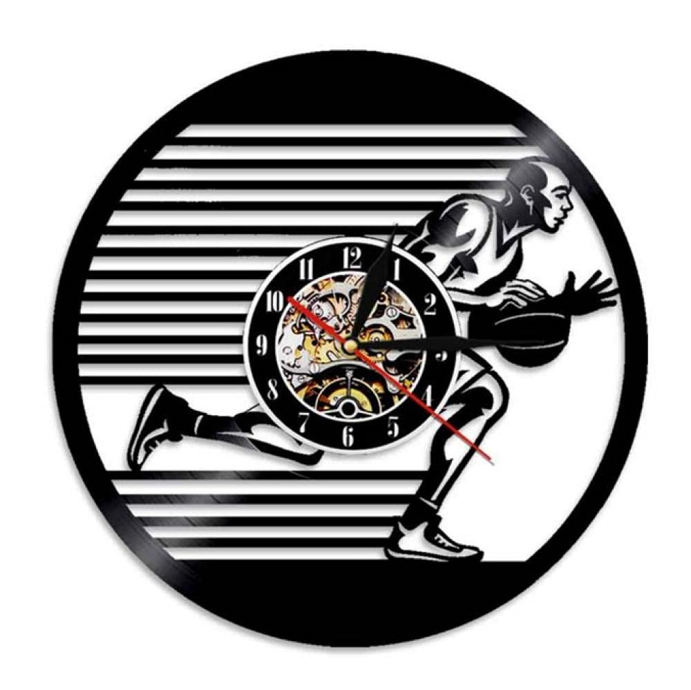 Basketball Wall Clock - Vinyl Record Sport Timepiece for Players & Fans - Home & Office Decor