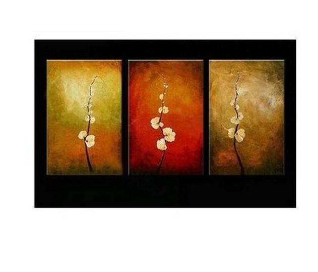 Abstract Floral Oil Painting Set of 3 - Modern Acrylic Wall Art for Living Room Decor | Floral Art, Home Office & Bedroom Wall Decor