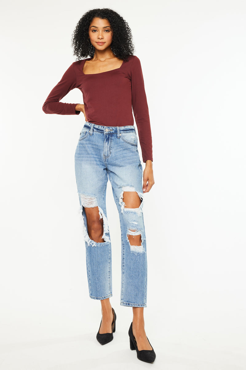Bonnie High Rise Boyfriend Jeans for Women - Stretch Denim Comfort Fit Casual Pants (Perfect for Everyday Wear, Weekend Outings & Street Style Looks)