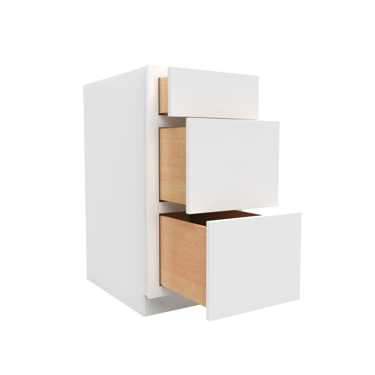 15 Inch Wide 3 Drawer Base Vanity Cabinet - Handicap Accessible Bathroom Sink Storage - Luxor White Shaker Style - Easy Assembly (15W x 32.5H x 21D) - Perfect for ADA Compliant Bathrooms & Small Space Solutions