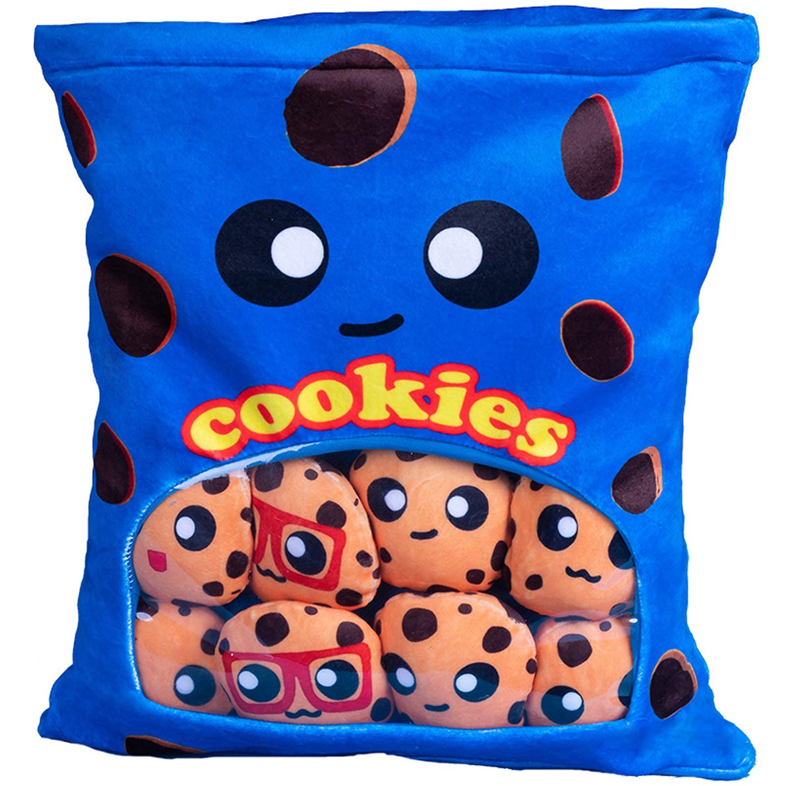 Cheesy Puffs Plush Toy - Soft Cheese Puff Stuffed Animal Pillow, Delicious Food-Themed Cute Dessert Plushie, Removable Game Character Toy for Kids & Adults - Perfect Birthday Gift (Blue, 8 Balls) - Great for Bedroom Decor, Gaming Room Accessories, and Cozy Couch Companions