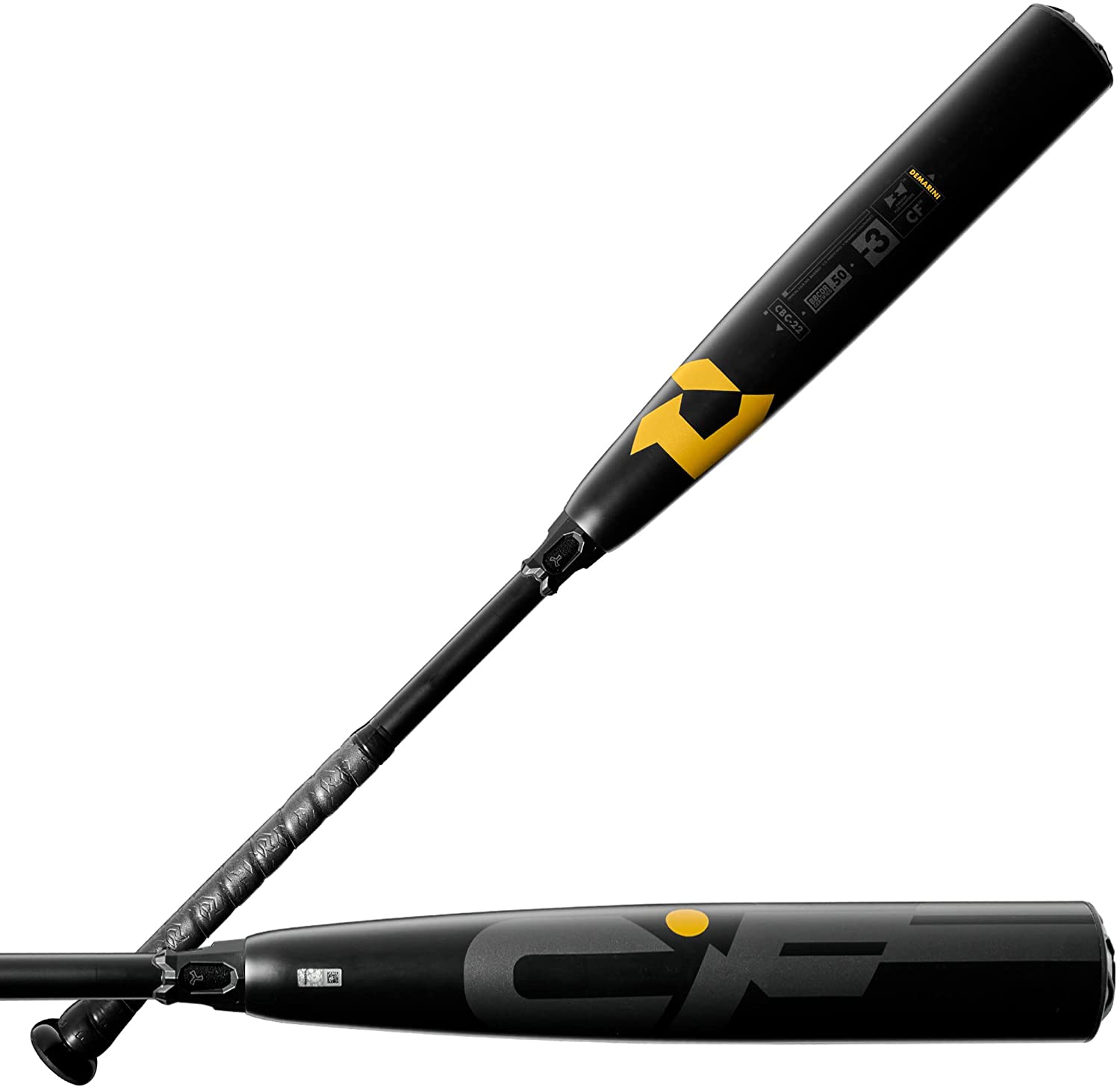 2022 DeMarini CF (-3) BBCOR Baseball Bat - 2-Piece Black/Gold Design | Perfect for High School & College Players, Tournaments & Competitive Games