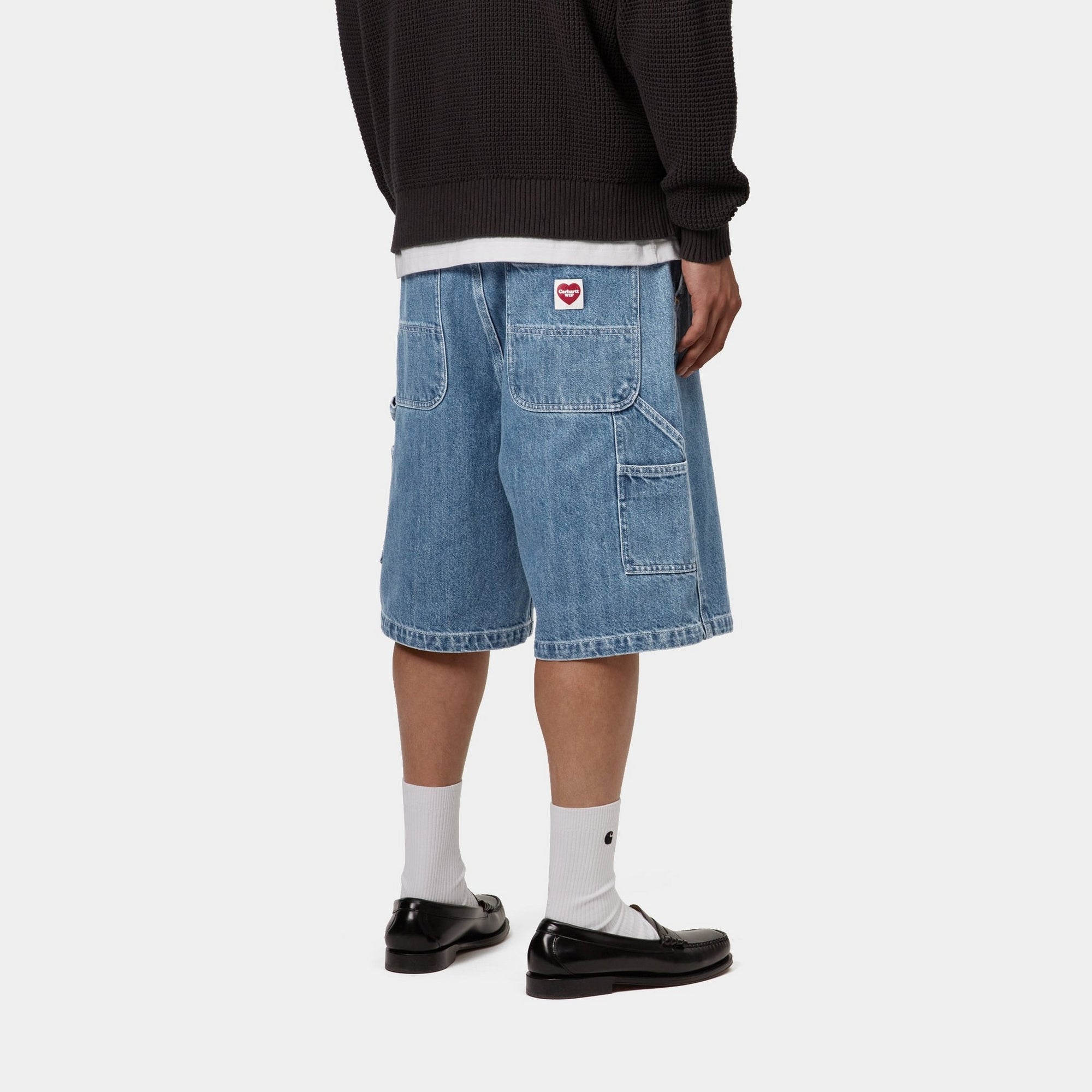 Nash Single Knee Long Short - Stone Washed Blue Denim Shorts for Men | Comfortable & Stylish Casual Wear for Summer, Outdoor Activities & Relaxation