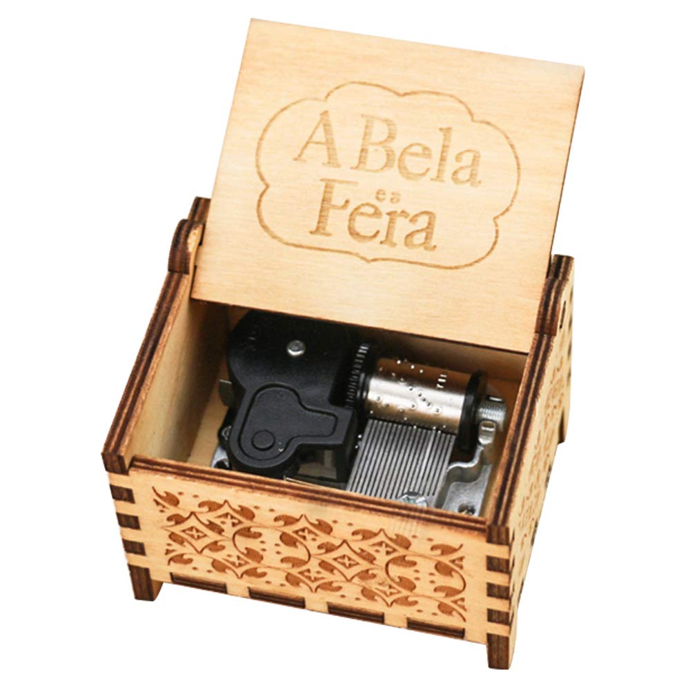 Beauty and The Beast 18-Note Wind-Up Music Box - Engraved Wooden Musical Gift with Clockwork Mechanism, Plays 'Beauty and The Beast' Theme - Perfect for Disney Collectors, Birthday Gifts & Home Decor