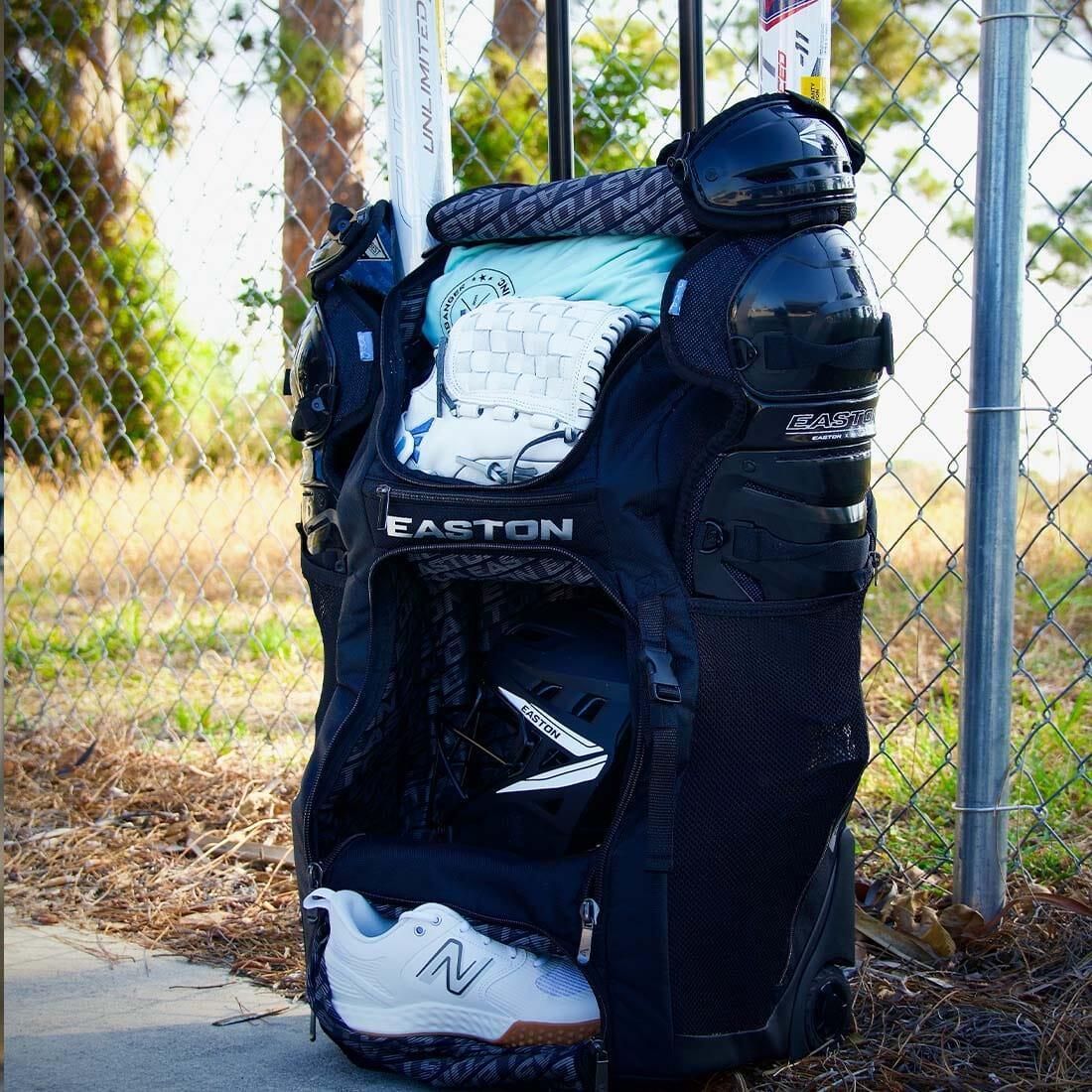 Easton Catcher's Wheeled Baseball Equipment Bag - Durable Rolling Gear Bag for Baseball Players with Wheels & Handle - Perfect for Training, Games & Travel