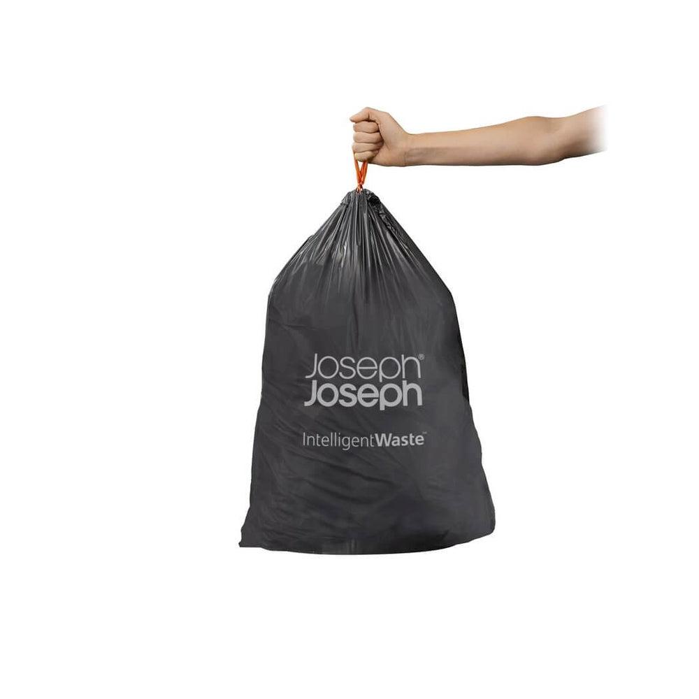 Joseph Joseph IW4 50L Grey Custom Fit Bin Liners - 20 Pack | Heavy Duty Trash Bags for Kitchen, Bathroom & Office Waste Disposal