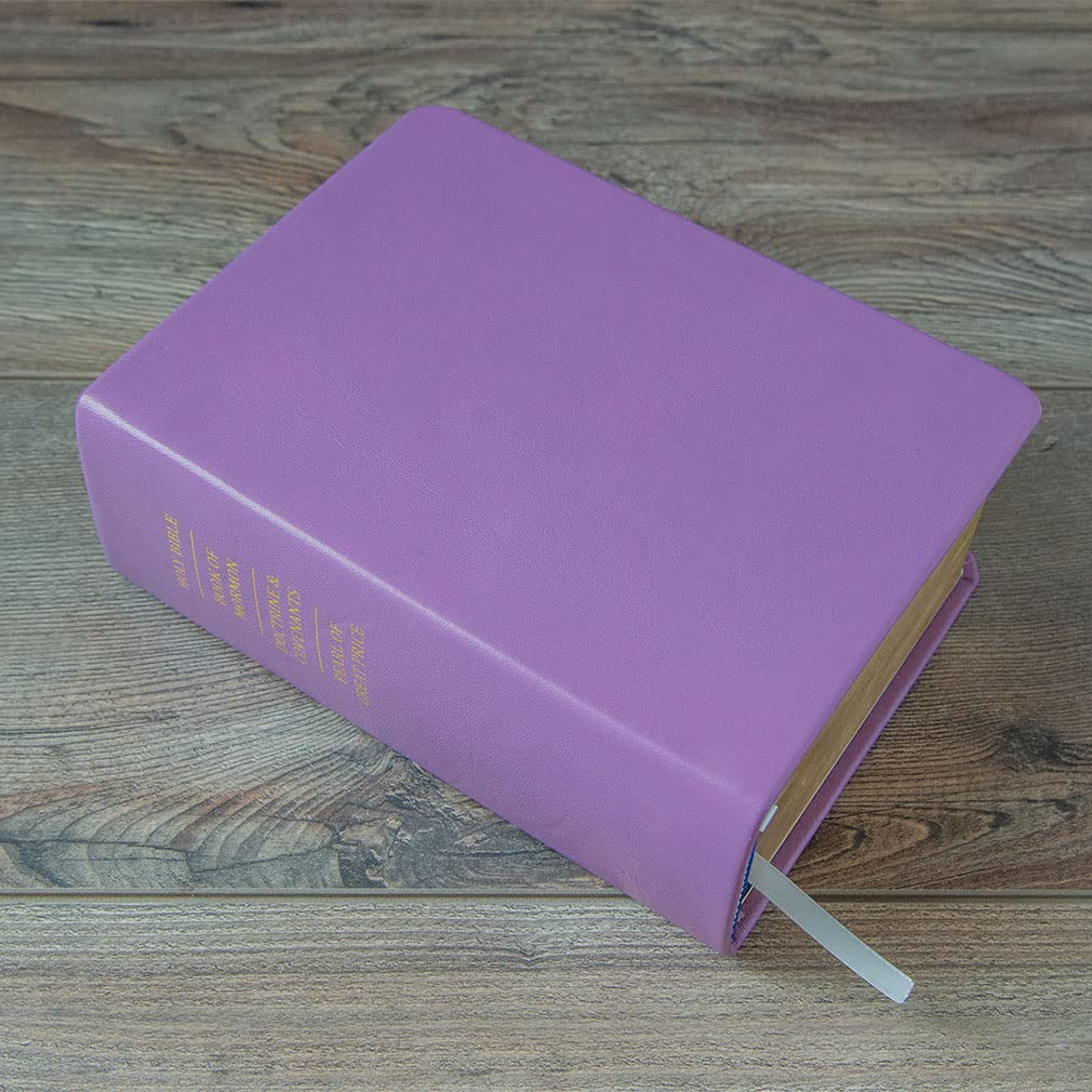 LDS Scriptures Set - Genuine Leather Quad (Lilac Purple) with Book of Mormon, Holy Bible, Doctrine & Covenants & Pearl of Great Price | Premium Hand-Bound Edition for Latter-Day Saints | Perfect for Daily Study, Church Services & Spiritual Gift Giving