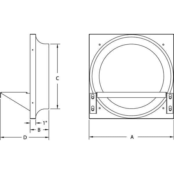 16x16 Galvanized Exhaust Fan Venturi Frame - Durable Metal Air Vent Cover for Kitchen, Bathroom, and Industrial Ventilation Systems
