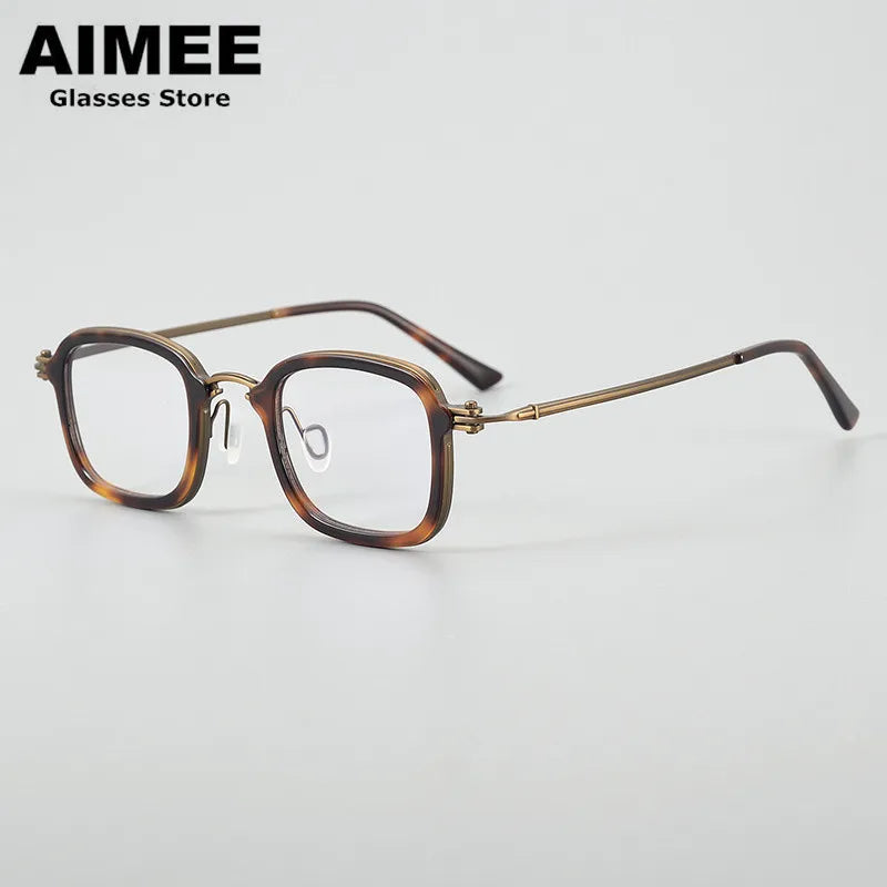 Aimee Unisex Full Rim Big Square Acetate Titanium Eyeglasses Frame 95869 - Lightweight Durable Glasses for Men & Women, Perfect for Reading, Working & Fashion Accessories