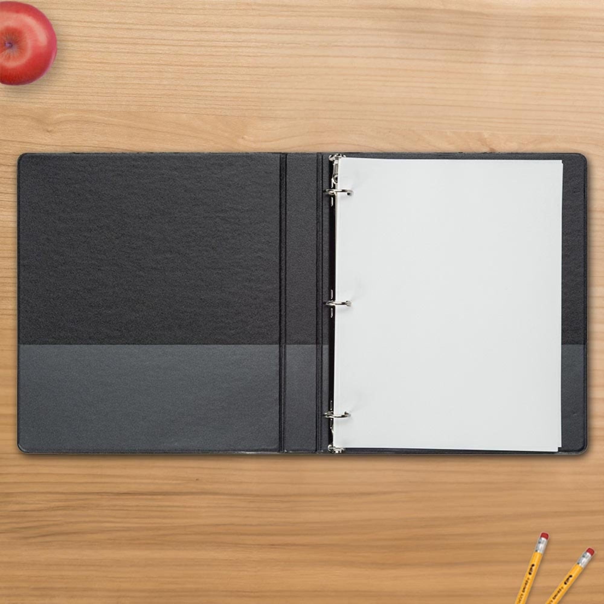 School Smart 1 Inch Black Polypropylene D Ring Binder - Durable 3-Ring Folder for School, Office & Home Organization