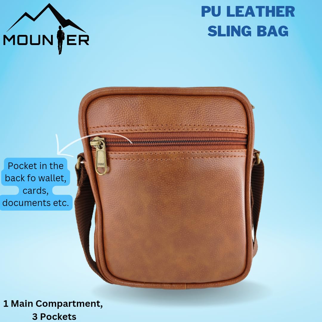 MOUNTER Stylish Leather Crossbody Messenger Bag for Men & Women - Durable Shoulder Sling Bag for Travel, Office & Daily Use - Perfect Work Bag, Commuter Purse & Casual Carryall