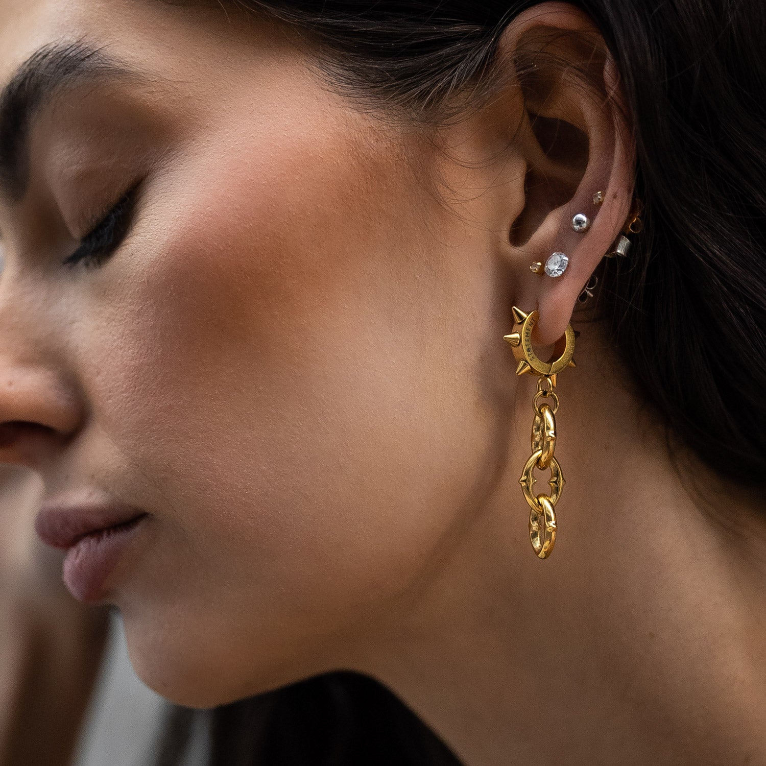 9mm Gold Cathedral Chain Earrings for Women - Elegant Dangle Hoop Earrings for Everyday Wear & Special Occasions