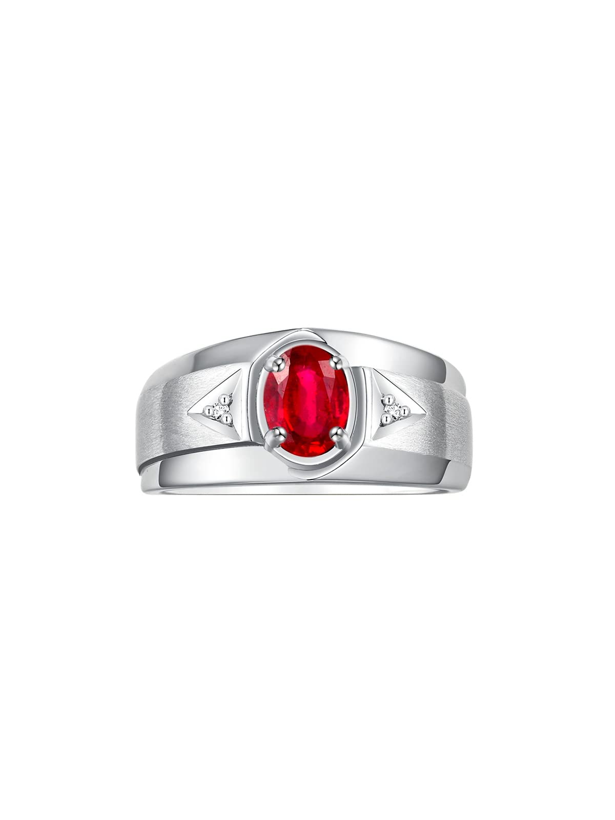 Rylos Men's Sterling Silver 7X5MM Oval Gemstone & Diamond Ring - Classic Birthstone Jewelry for Men, Sizes 8-13 | Perfect for Weddings, Anniversaries & Gifts | Timeless Elegance & Style