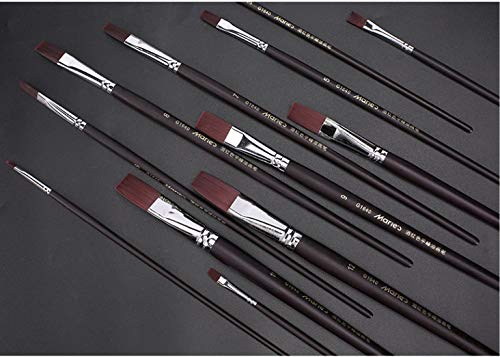 12Pcs Artist Paint Brush Set - Nylon Hair, Wooden Black Handle - Watercolor, Acrylic & Oil Painting Brushes - Professional Art Supplies for Canvas, Paper & DIY Crafts