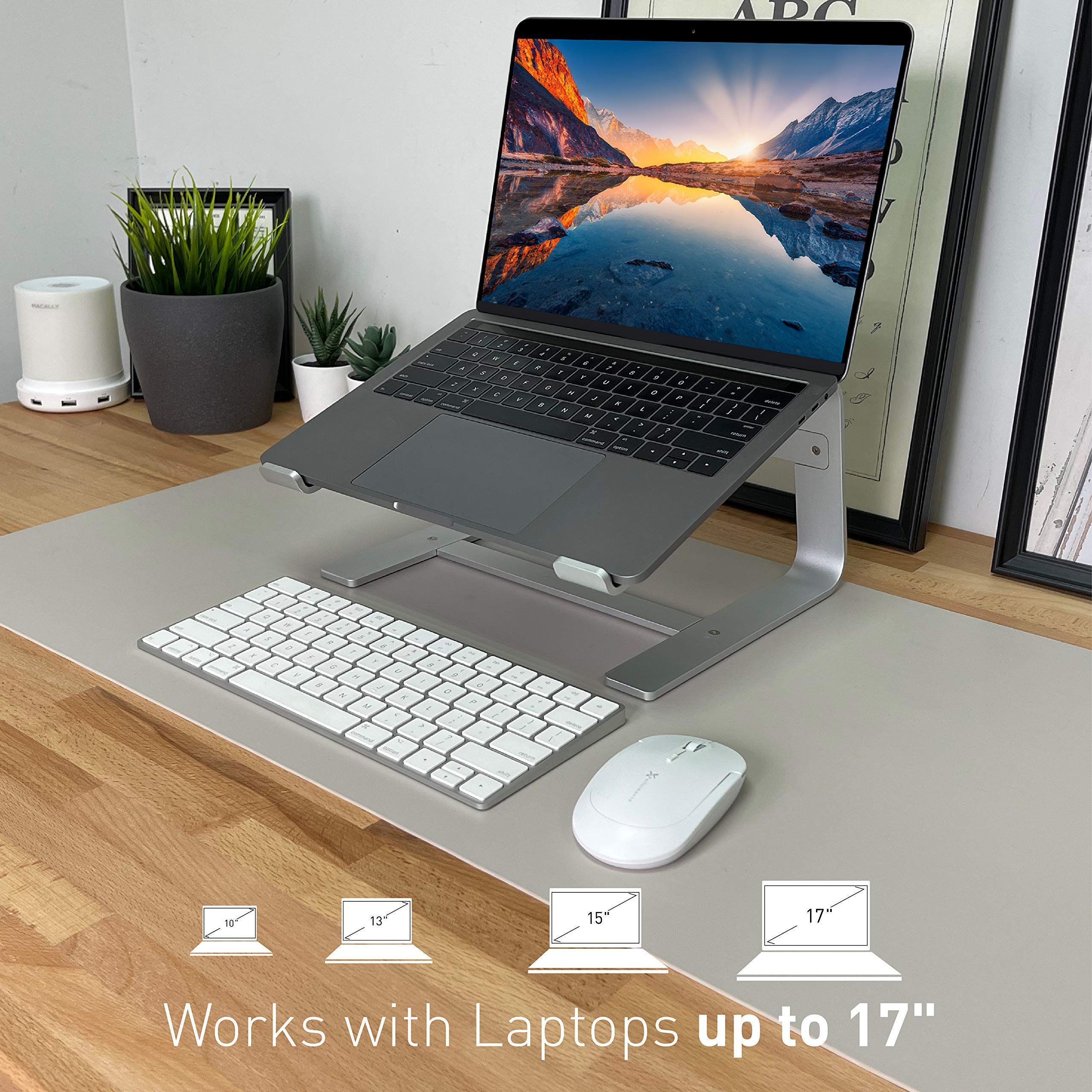 Macally Wireless Bluetooth Keyboard with Mouse and Laptop Stand - Ergonomic Combo for Mac/Windows, Portable College Student Gift for Dorm, Office & Home Workspace