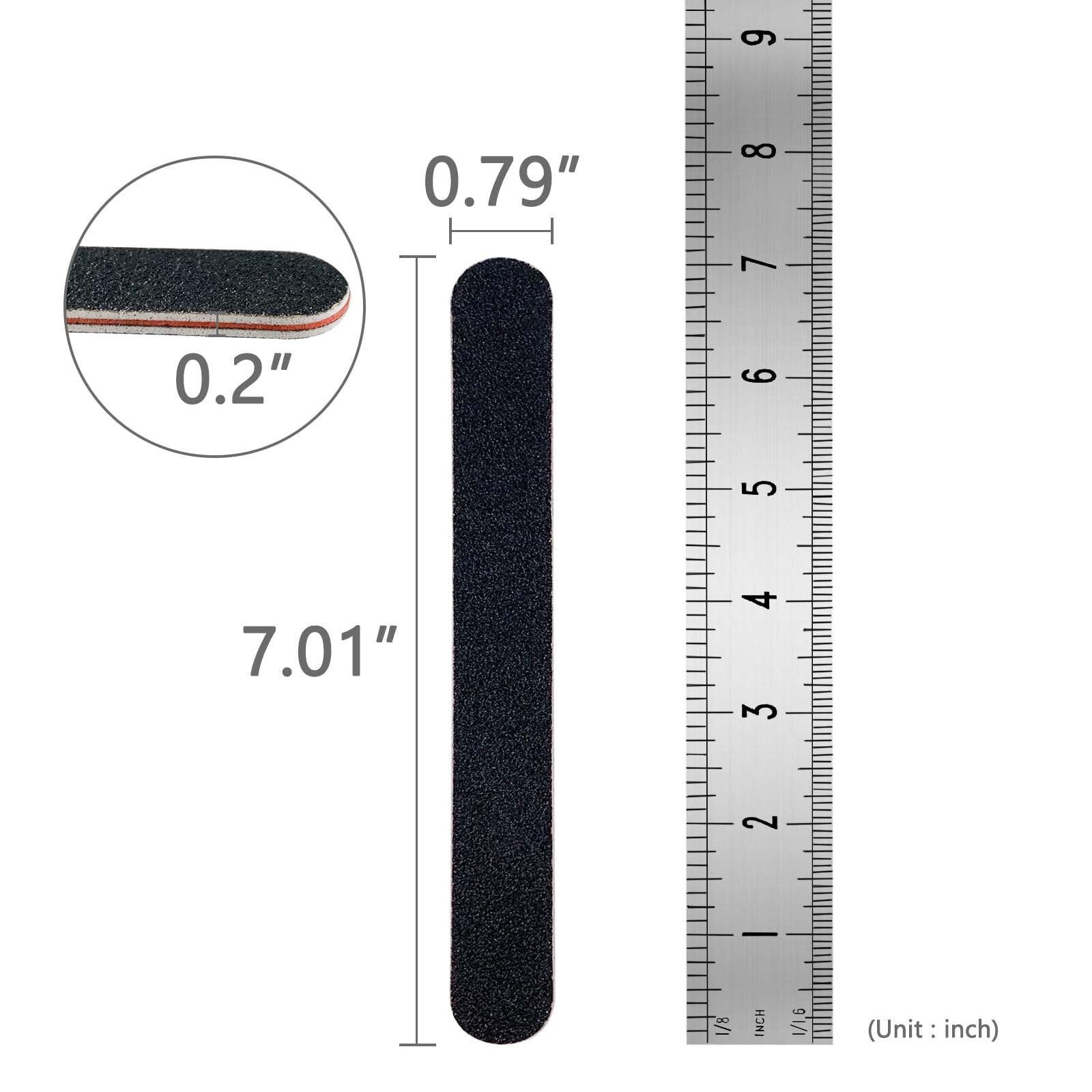 60 Pack Black 100/180 Grit Double Sided Emery Boards - Professional Reusable Nail Files for Manicure & Pedicure at Home or Salon - Perfect for Nail Care, DIY Grooming & Beauty Essentials