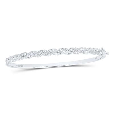 10K Gold Diamond Bangle Bracelet - 1 CTTW Total Weight | Elegant Stackable Bracelet for Women | Perfect for Weddings, Anniversaries & Special Occasions