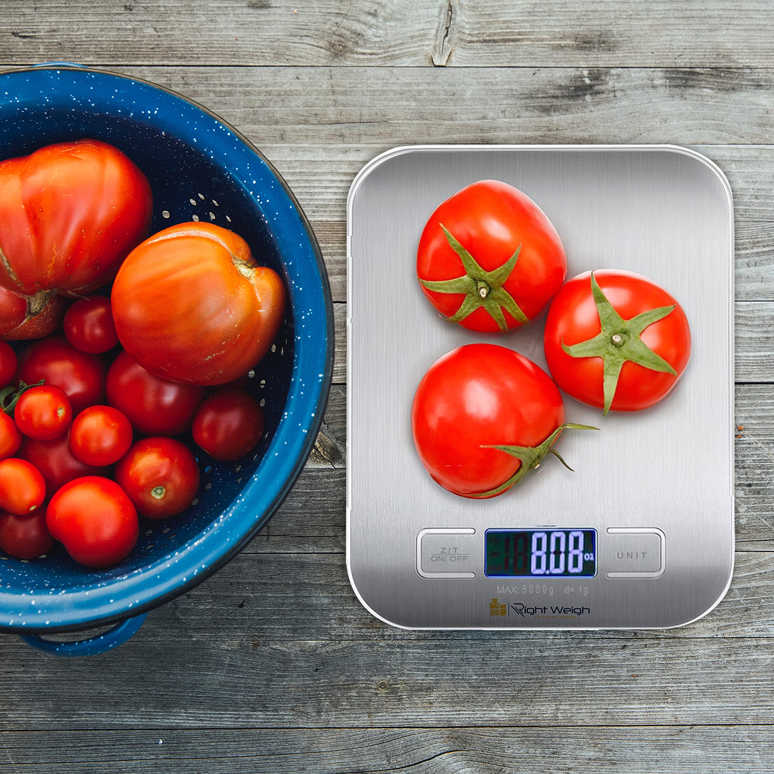 Digital Kitchen Scale - Battery Operated, Highly Accurate Stainless Steel Food Scale with Tare Function - Measures in Grams & Ounces (11lb Capacity) - Perfect for Weight Loss, Baking, Cooking, and Meal Prep