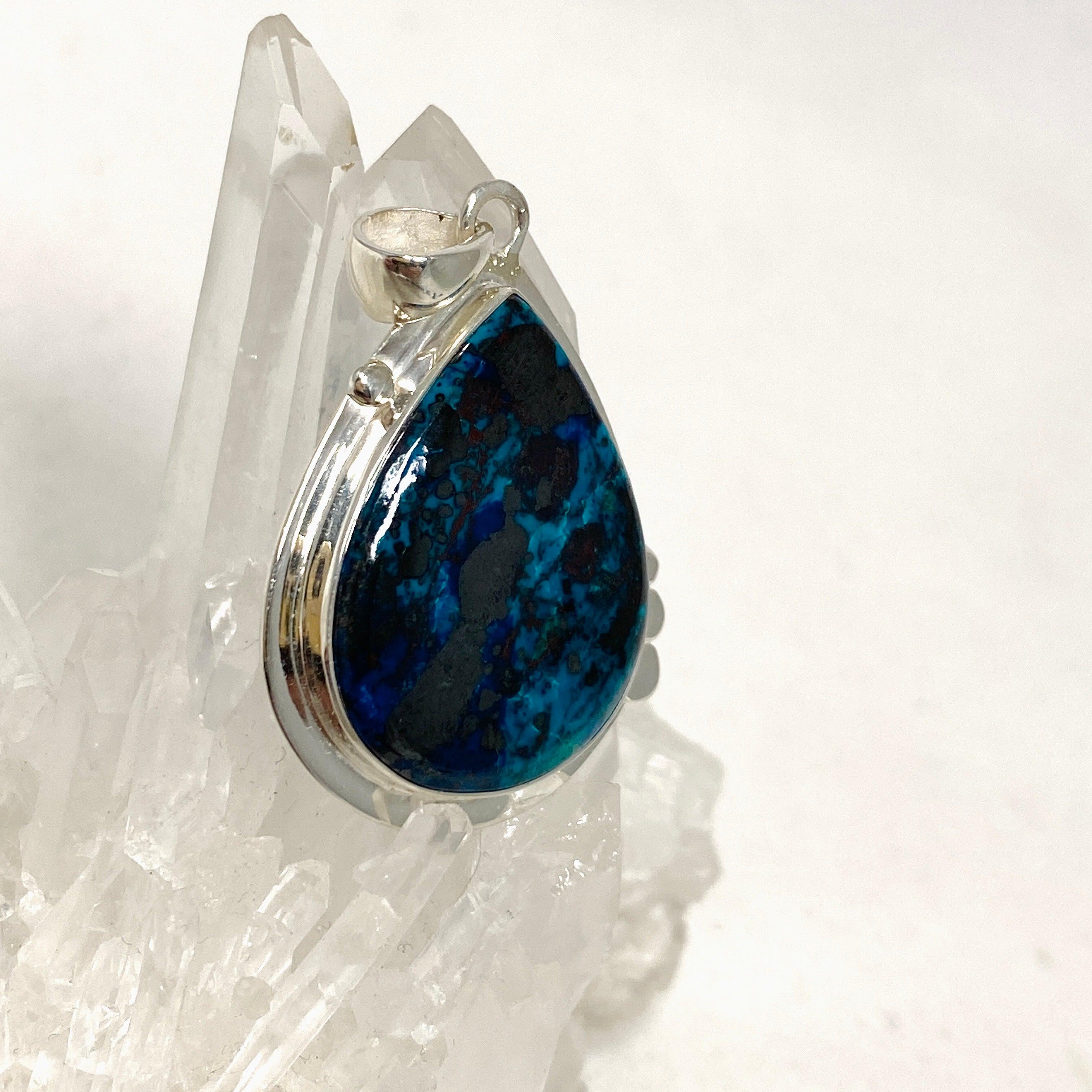 Shattuckite with Cuprite Teardrop Pendant Necklace - Handcrafted Gemstone Jewelry KPGJ4429 | Spiritual Healing, Meditation & Boho Fashion Accessory