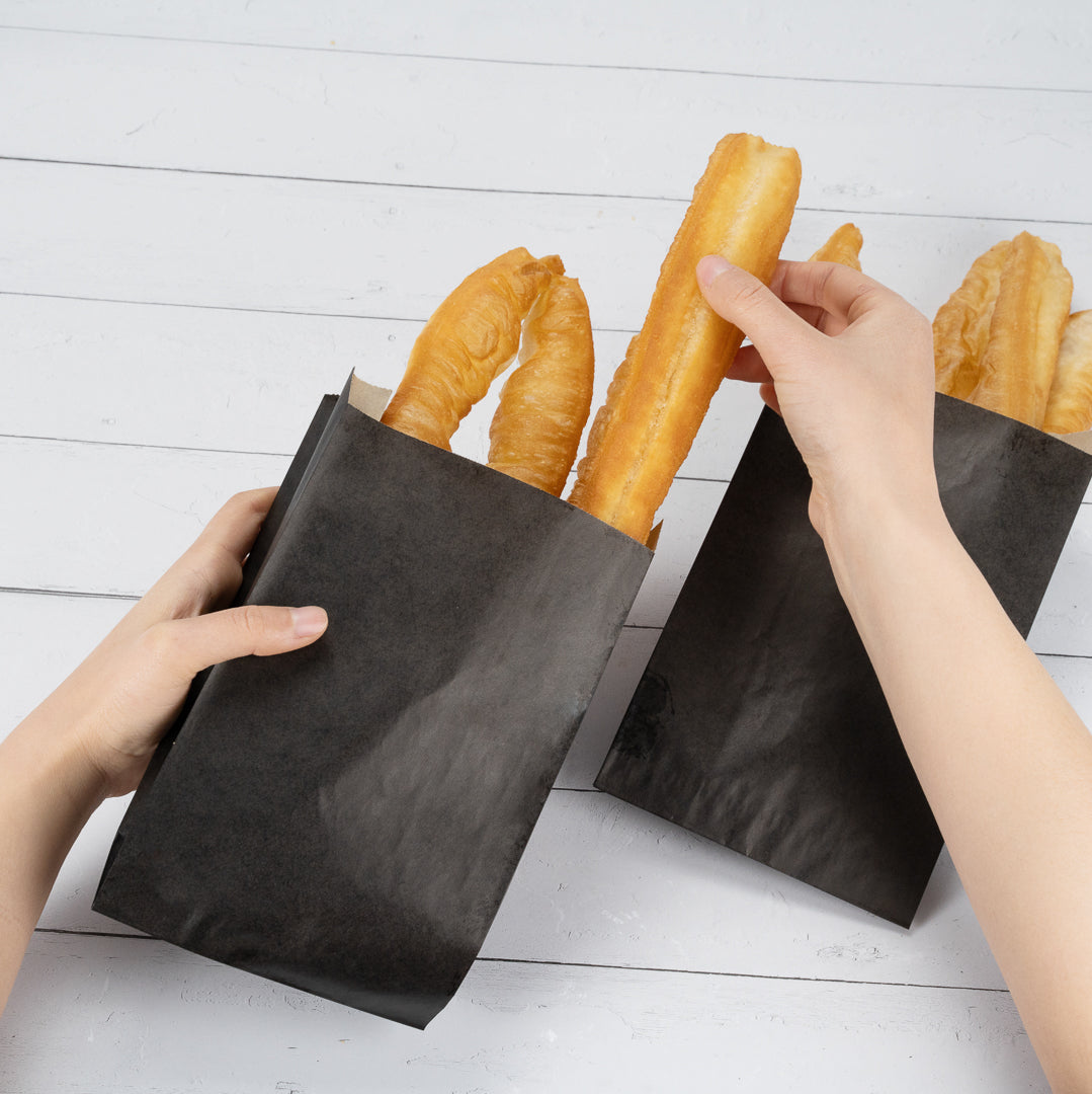 Premium Black Paper French Fry & Snack Bags - 5