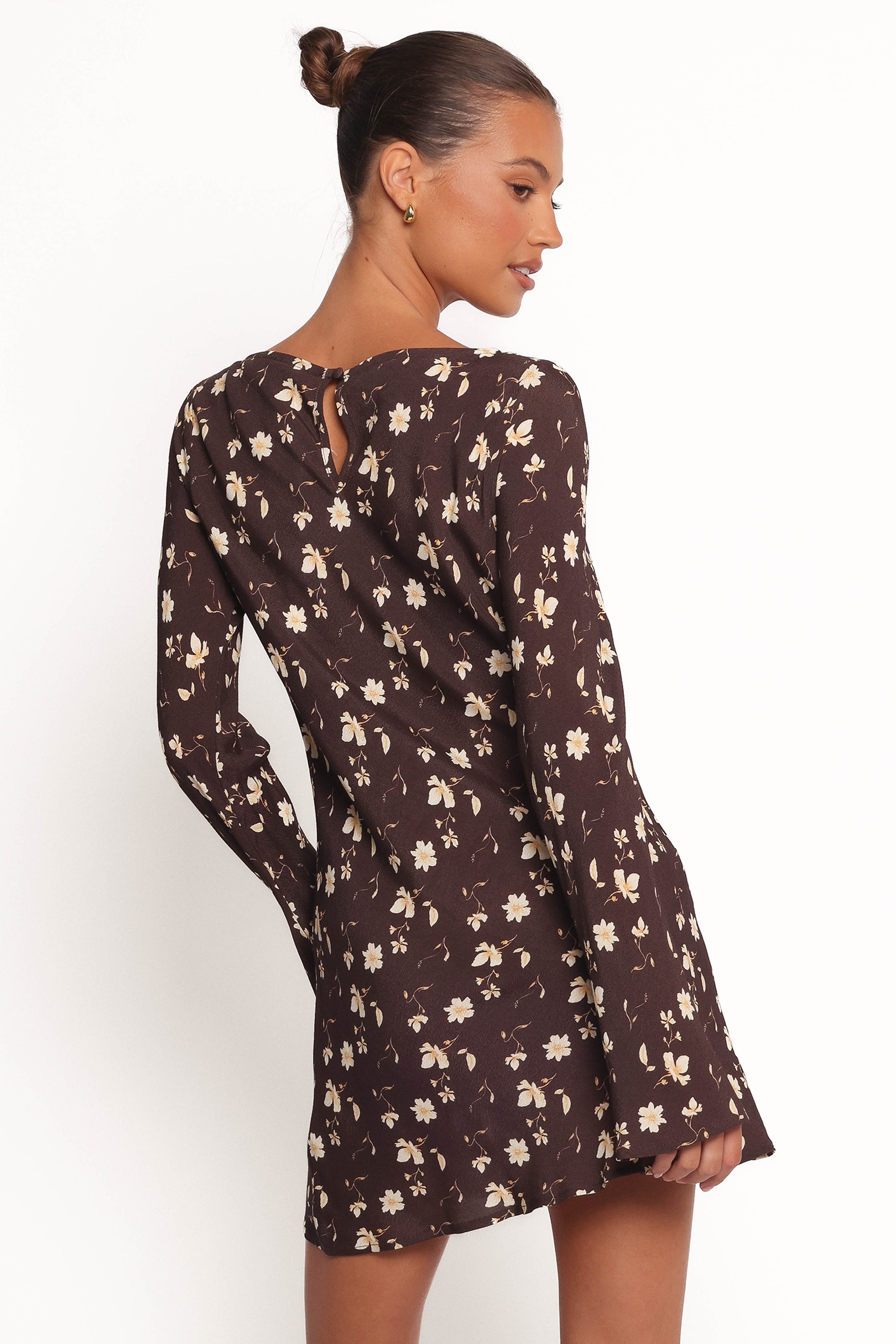 Amity Mini Dress - Brown Floral Print Summer Dress for Women | Casual & Party Wear | Perfect for Beach, Vacation & Date Nights