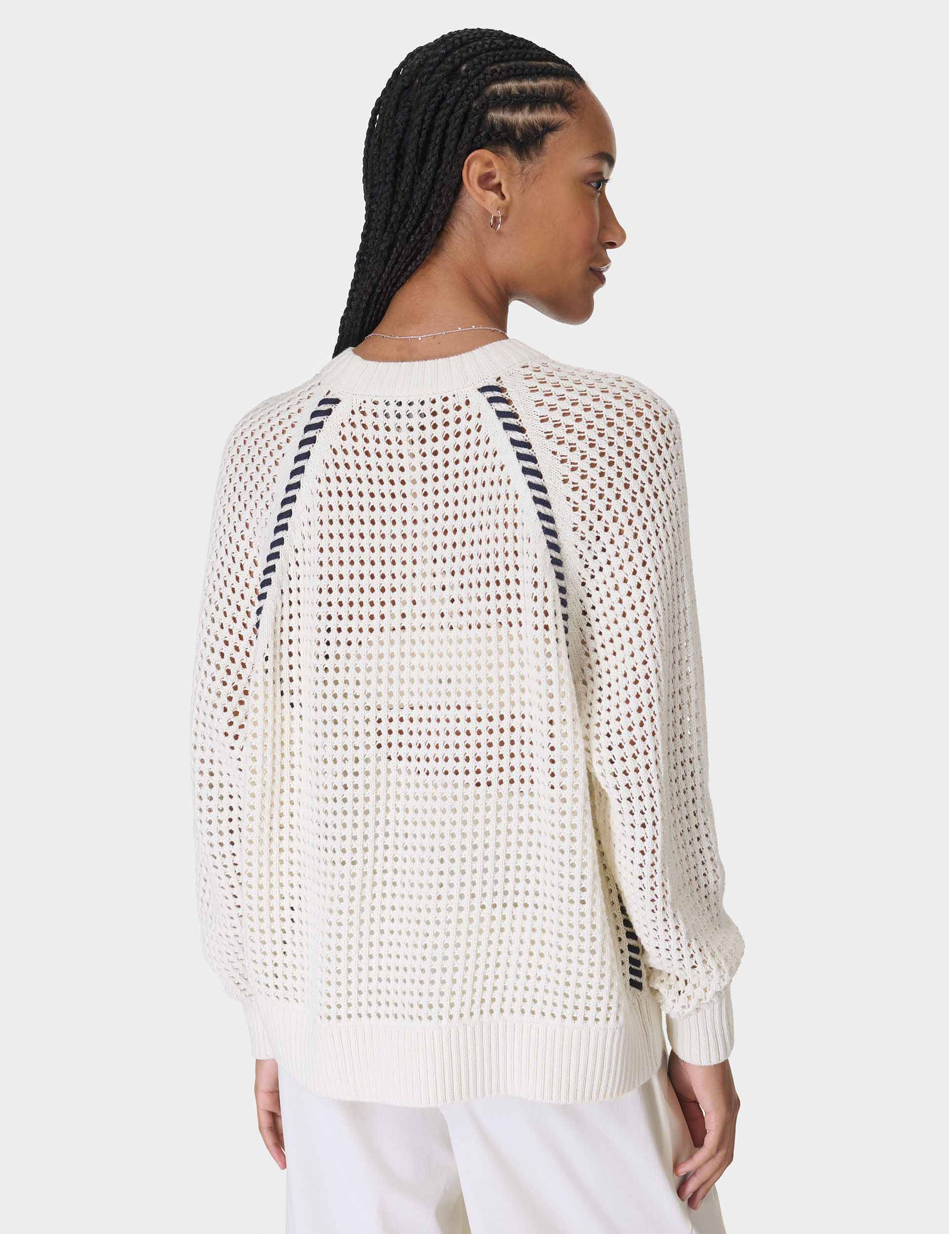 Tides High Whipstitch Jumper - Lily White Women's Casual Knit Sweater | Perfect for Fall & Winter Outfits, Office Wear & Cozy Weekends
