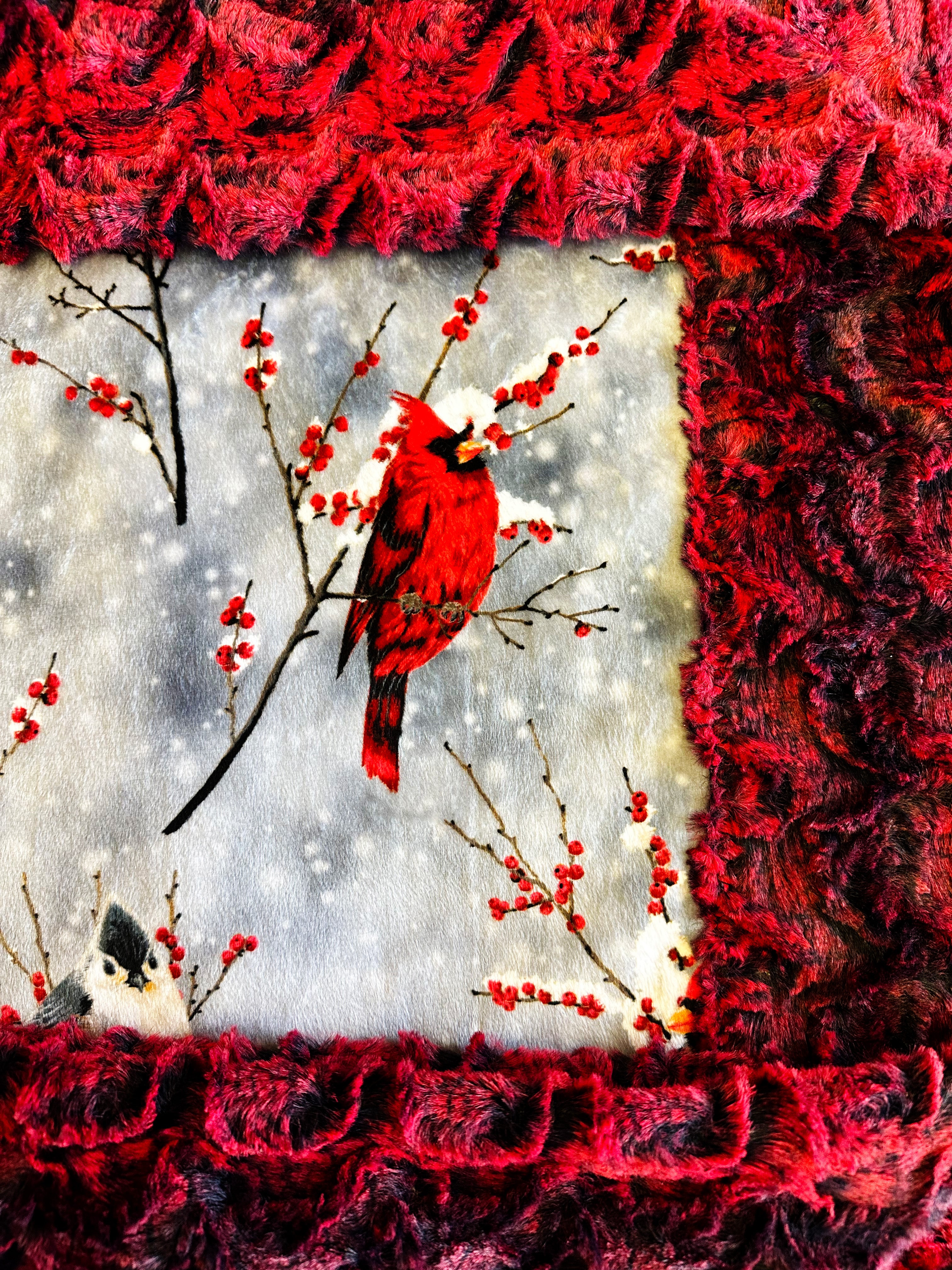 Cardinal Sparrow on Paloma Rocket - Soft Adult Large Blanket 55x75 Inches - Cozy Throw for Bed, Couch & Outdoor Picnics