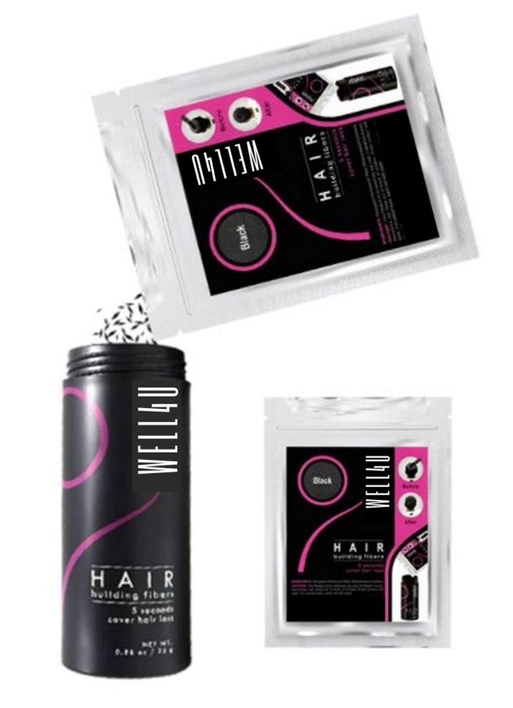WELL4U Micro Hair Fibers for Thinning Hair - Natural Hair Thickening Powder, Hair Filler & Volumizer (50g, Light Brown) - Instant Coverage for Bald Spots & Hair Loss - Perfect for Daily Use, Special Occasions & Confidence Boosting