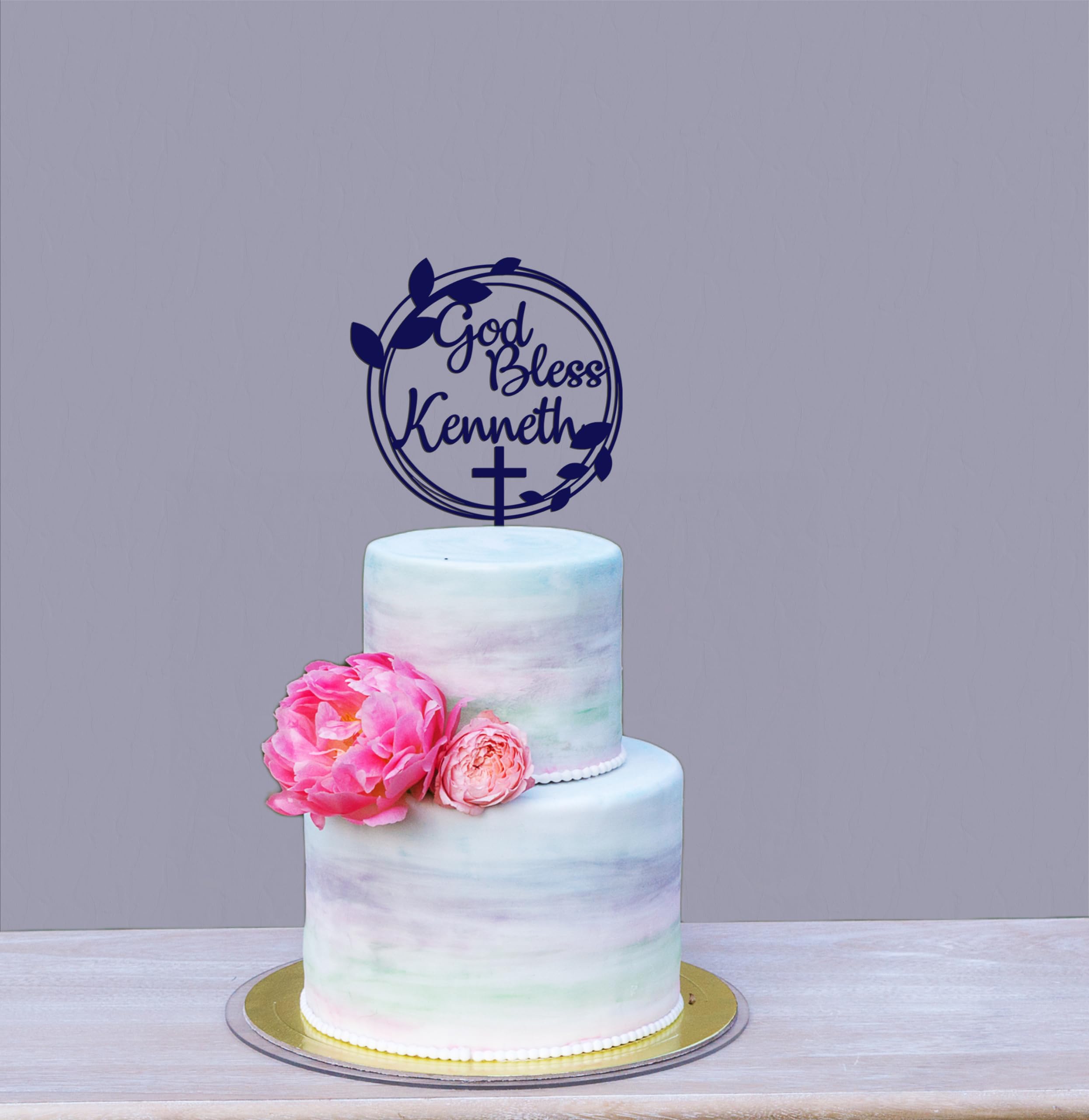 Custom Baptism Cake Topper Personalized with Name - God Bless Communion & 1st Confirmation Cake Decor - Perfect for Christening, First Holy Communion & Religious Celebration Cakes