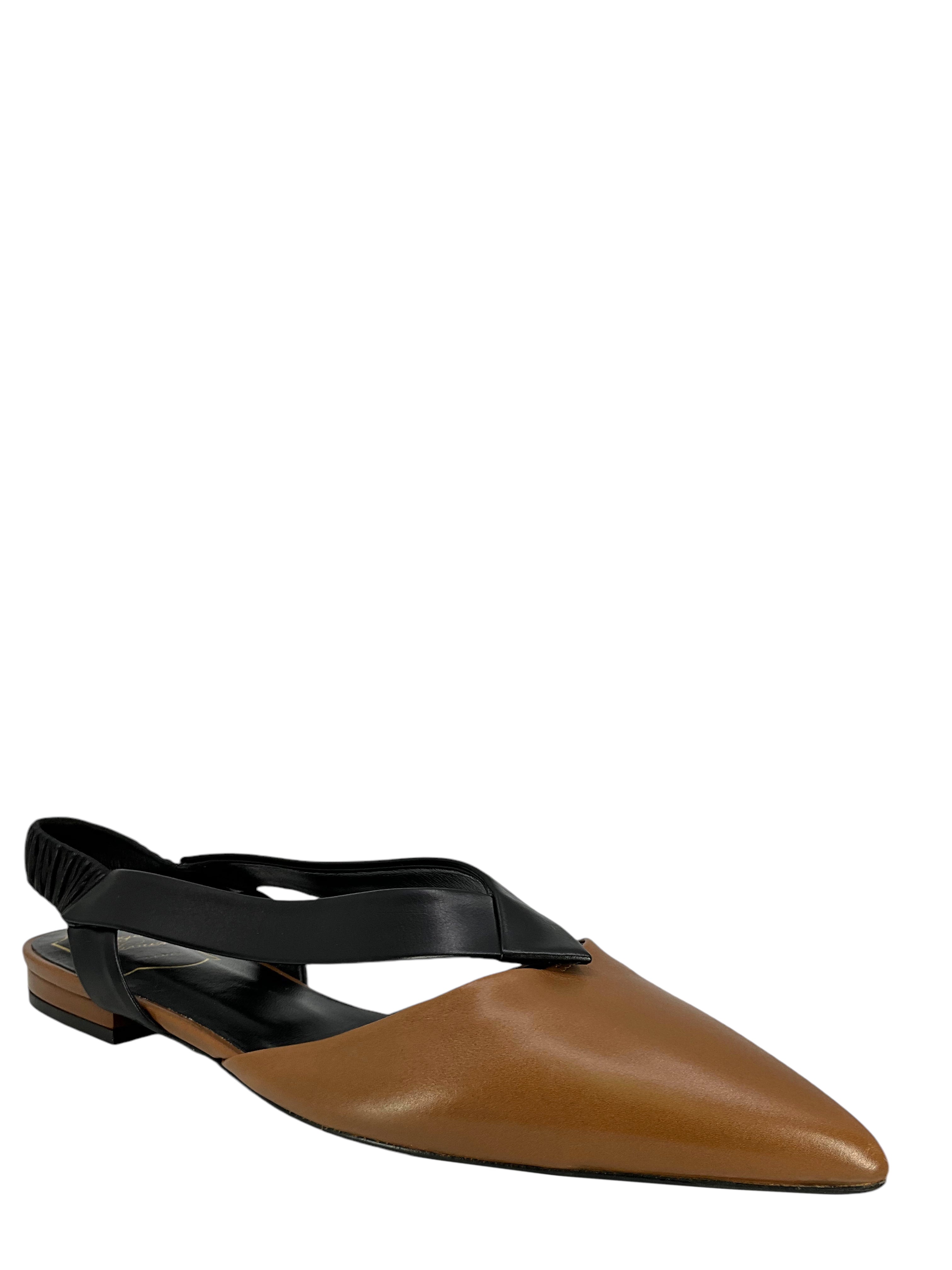 Roger Vivier Genuine Leather Pointed Toe Slingback Heels - Women's Size 6 | Elegant Dress Shoes for Weddings, Parties & Office Wear