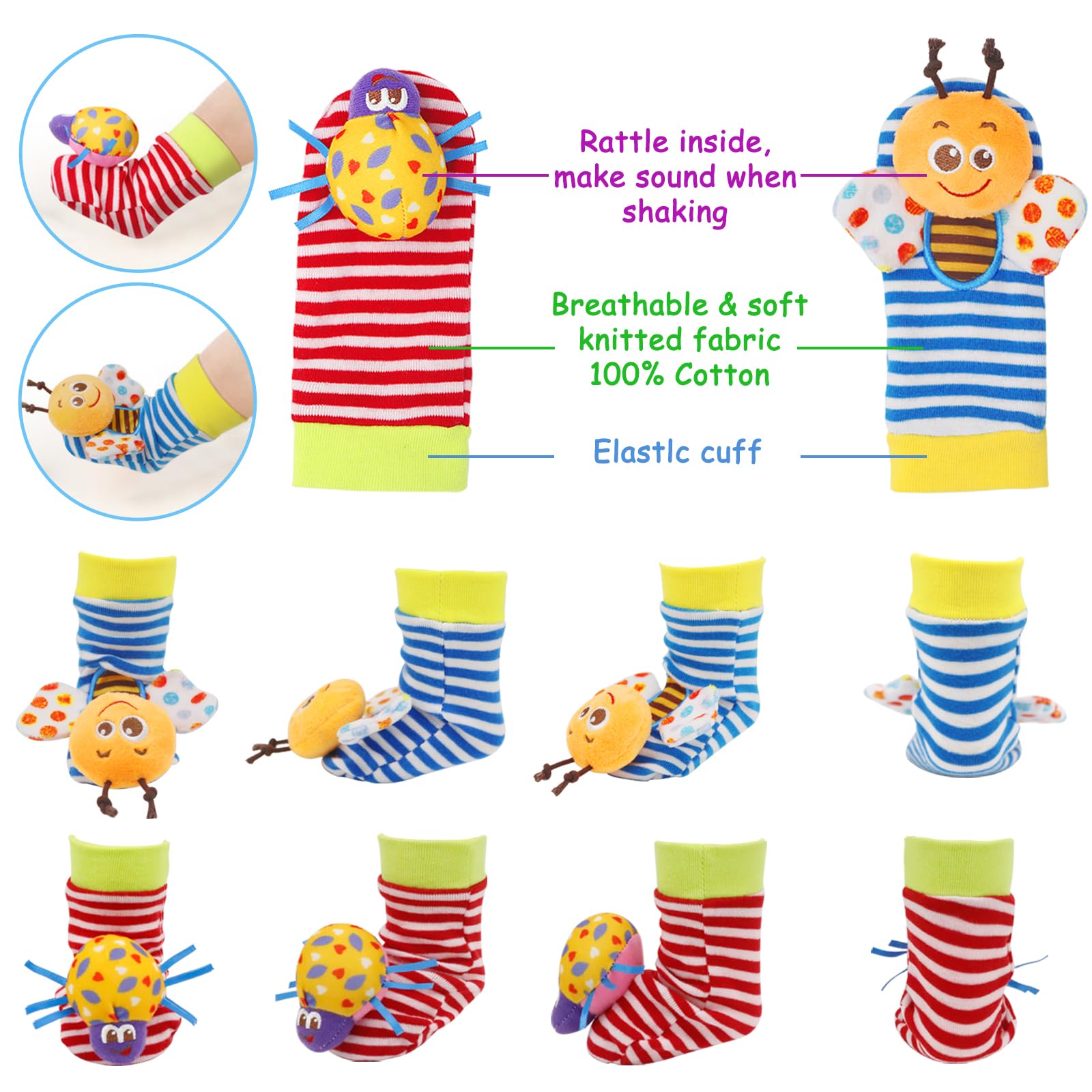 Bloobloomax Baby Rattles Toys 0-12 Months - Hand & Foot Toys for Newborns - Perfect Baby Shower Gifts for Girls & Boys