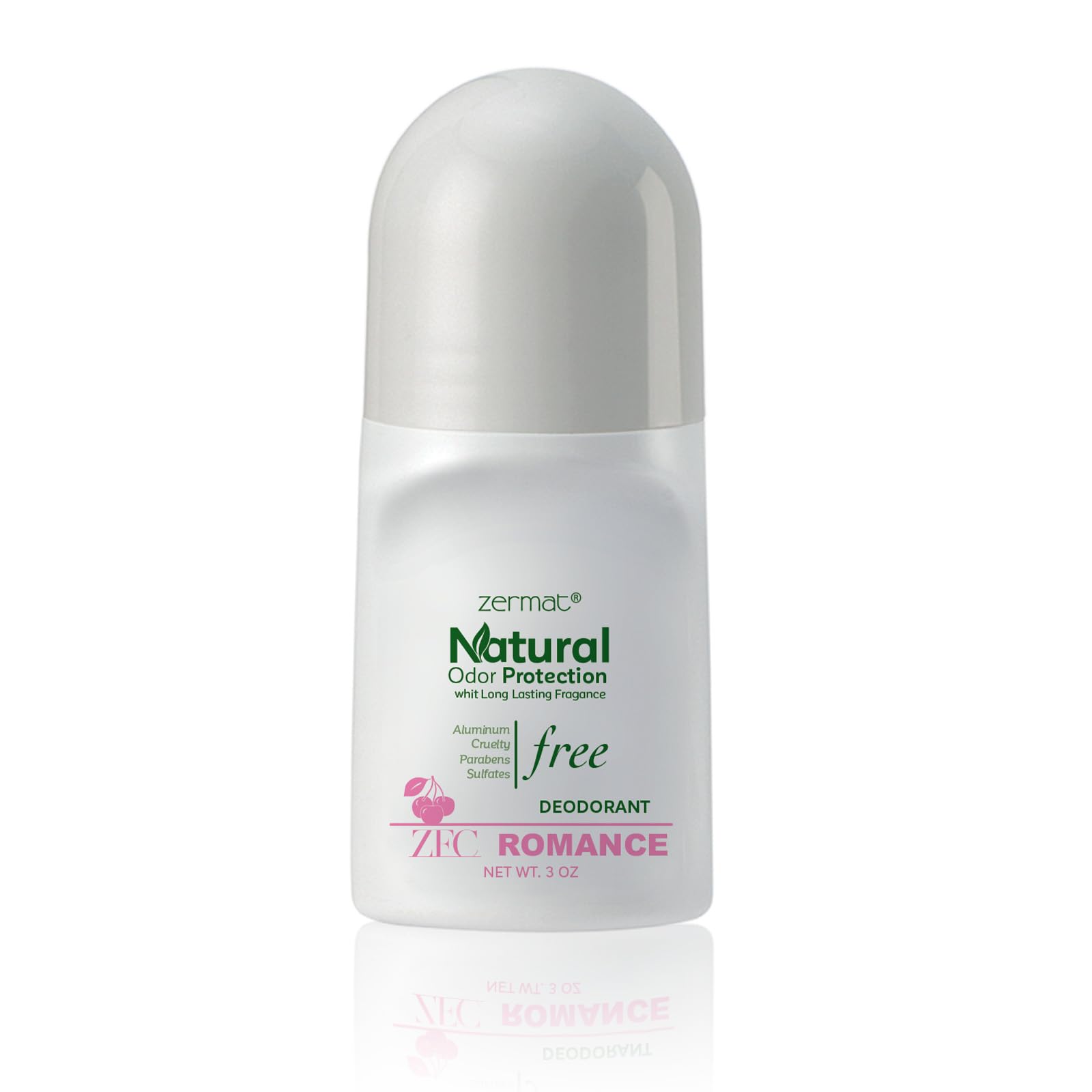 Zermat Zentimento Romance Natural Roll-On Deodorant for Women & Men - 3 Oz | Aluminum-Free, Long-Lasting Freshness | Perfect for Daily Use, Gym, Travel & Sensitive Skin