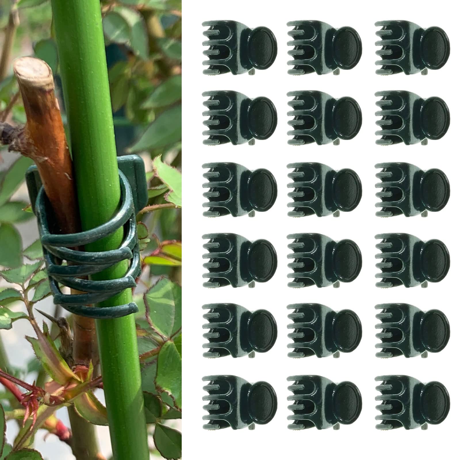 50Pcs Dark Green Plastic Orchid Clips - Garden Flower Vine Support Clips for Stems, Vines and Stalks | Ideal for Orchids, Tomatoes, Peas and Climbing Plants | Perfect for Indoor and Outdoor Gardening