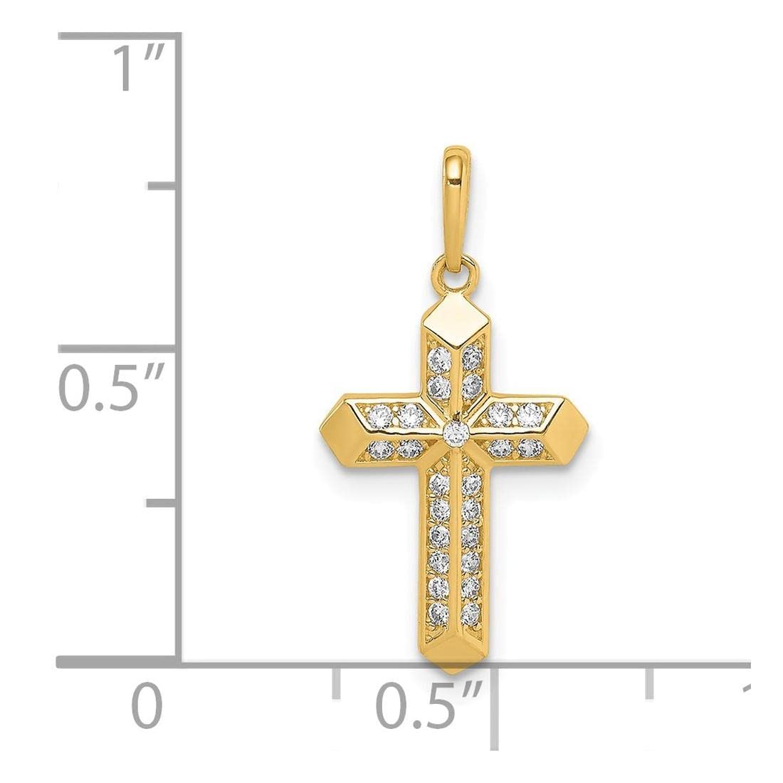 14K Yellow Gold Cross CZ Pendant Necklace for Women - Elegant Cubic Zirconia Religious Jewelry Gift for Christmas, Baptism & Everyday Wear