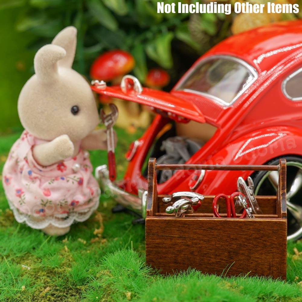 Odoria 1/12 Scale Miniature Toolbox Set with 8Pcs Tools - Realistic Dollhouse Garage Accessories for DIY Model Building, Miniature Scenes & Collectors