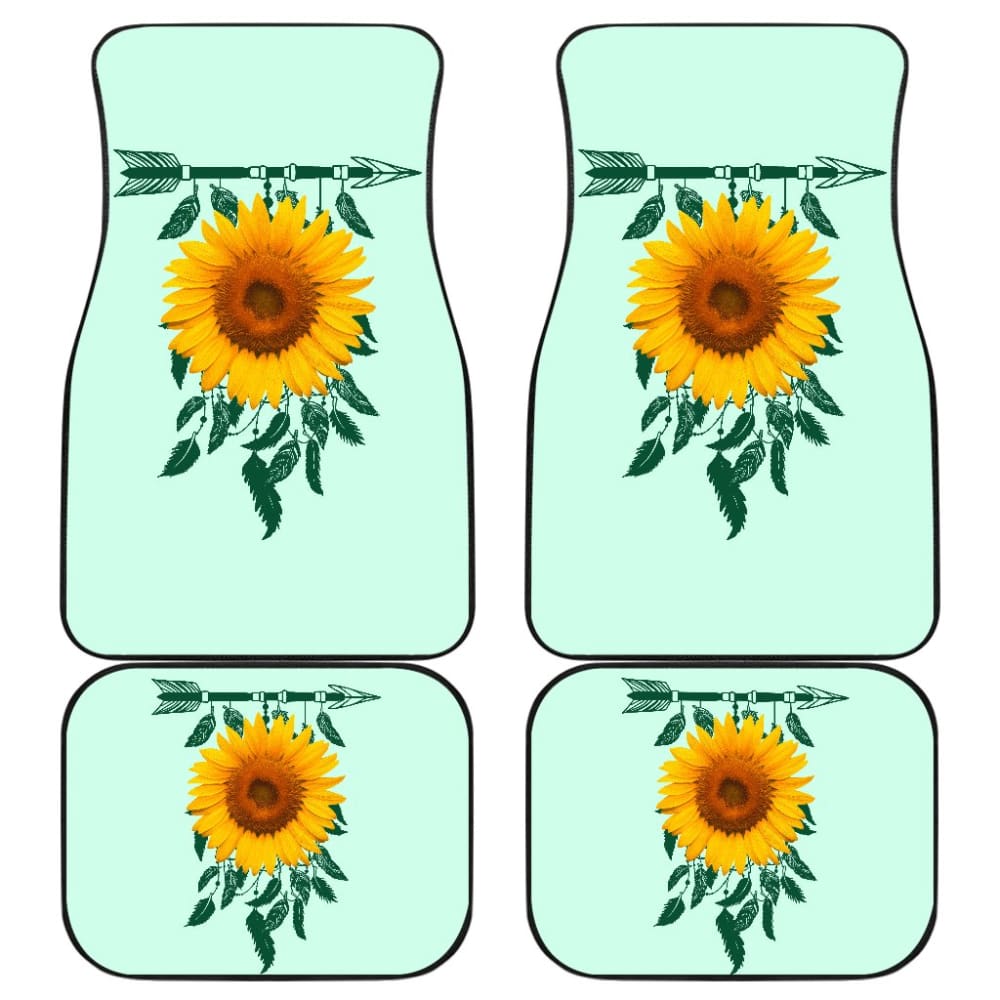 Premium Sunflower Native American Pattern Car Floor Mats - Non-Slip, Durable & Stylish for SUVs, Trucks & Sedans - Perfect Gift for Car Enthusiasts & Home Decor Lovers