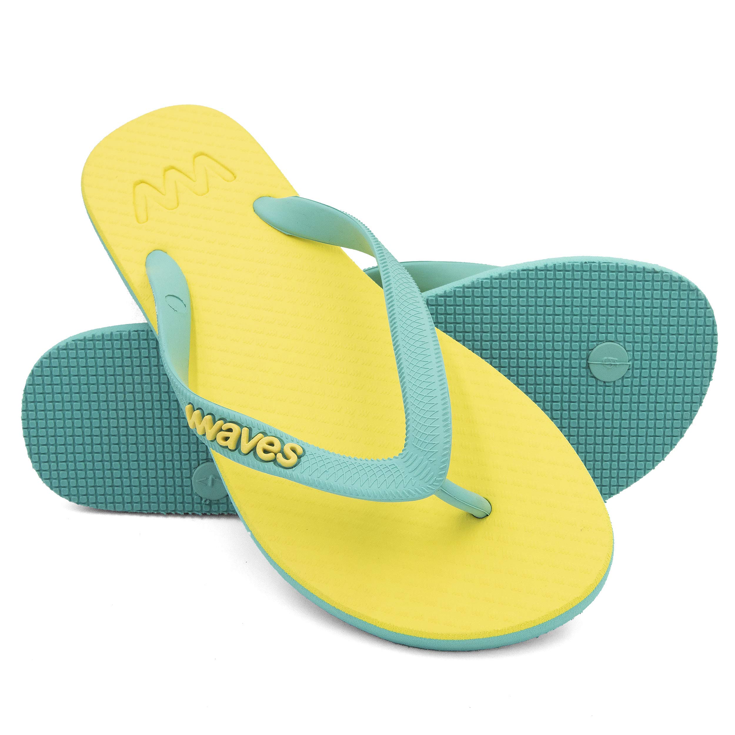Women's Waves Flip Flops - 100% Natural Rubber Beach Sandals | Comfortable Summer Thong Slippers for Pool, Gym, Shower & Outdoor Activities