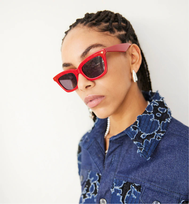 Sunseeker Bio Acetate Polarized Sunglasses for Men & Women - Solid Red Frame with Smoke Lens - UV400 Protection, Lightweight & Comfortable - Perfect for Driving, Beach, and Outdoor Activities