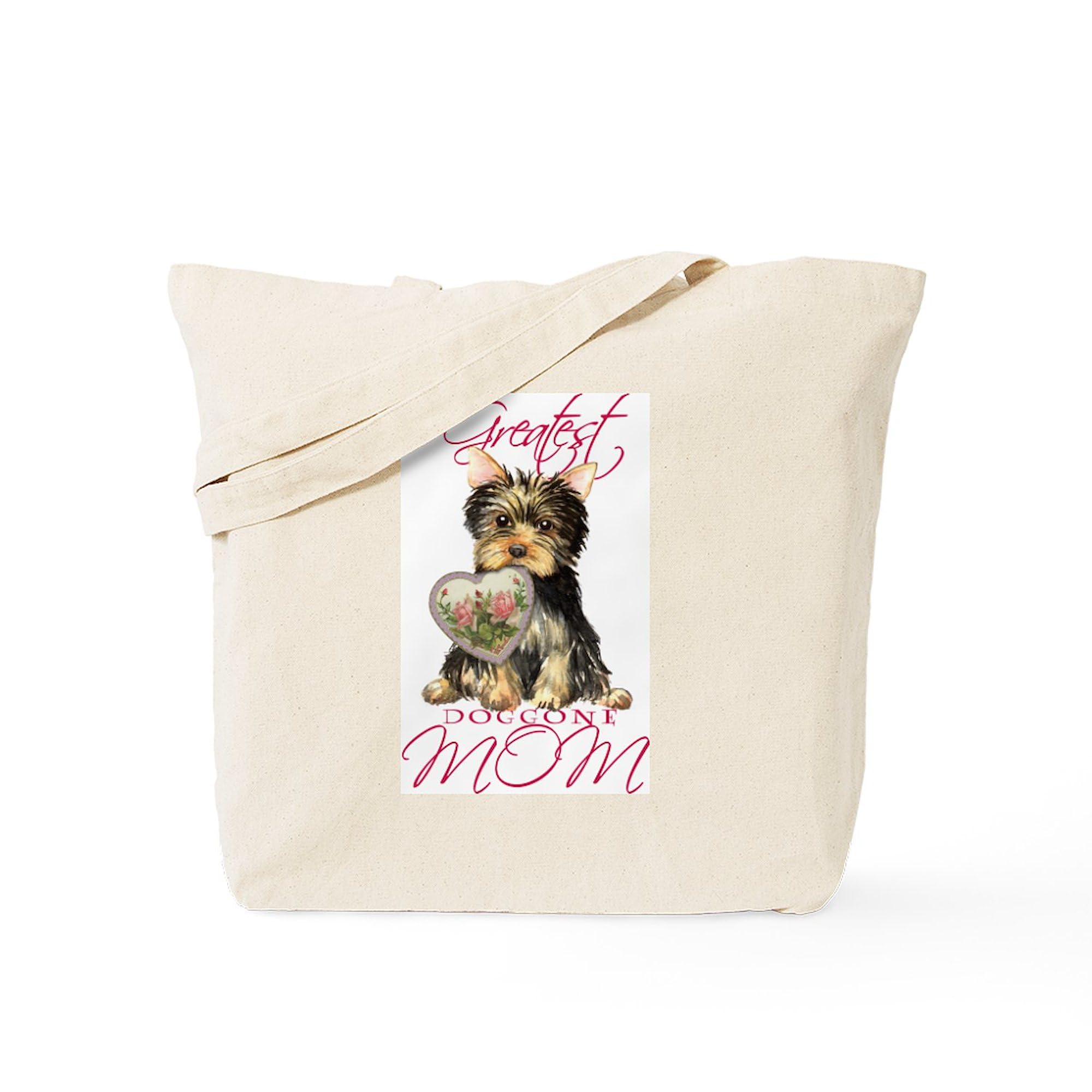 Yorkie Mom Tote Bag - Natural Canvas Reusable Shopping Bag for Women | Perfect for Groceries, Beach Trips & Everyday Use